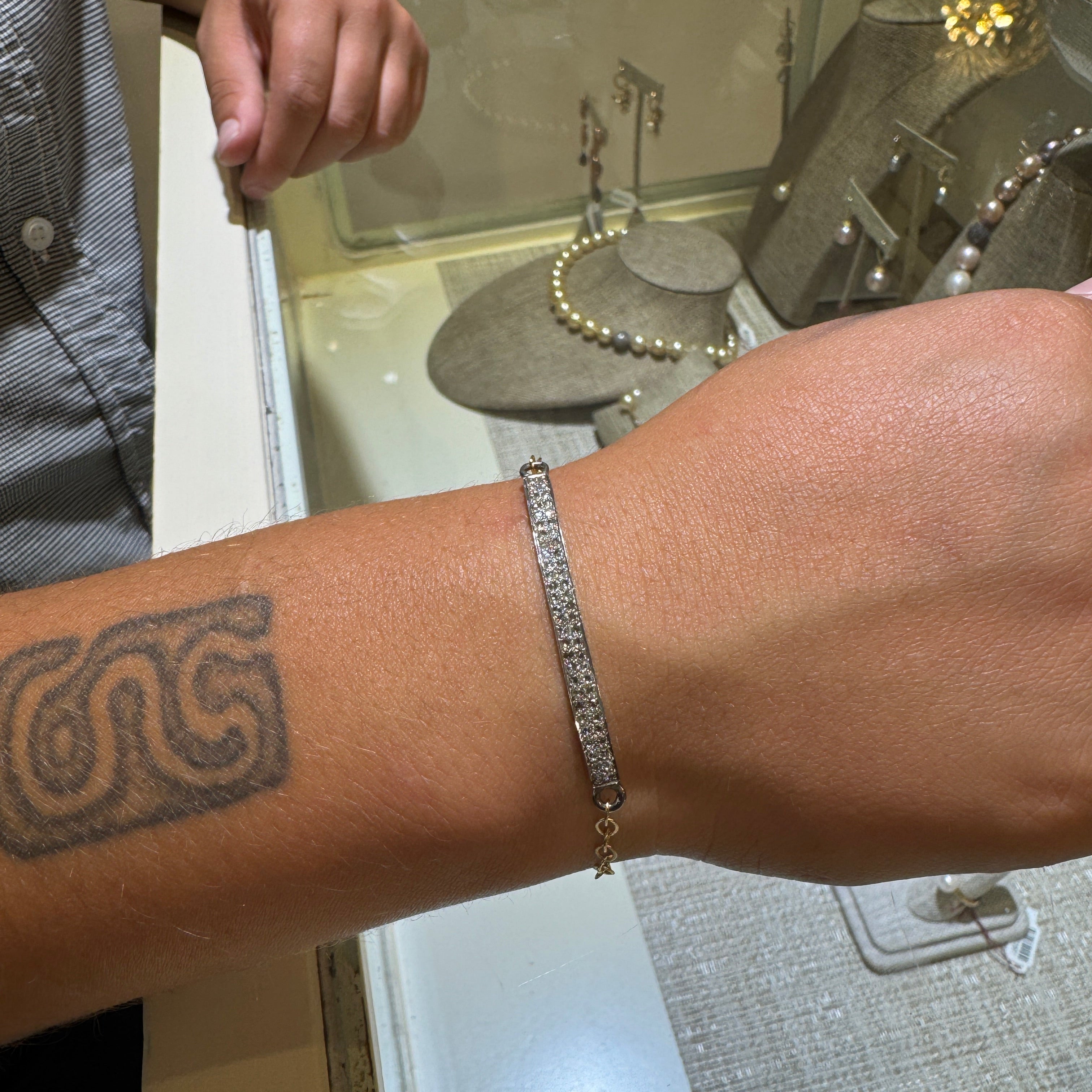 Diamond Bar 14k Gold Bracelet