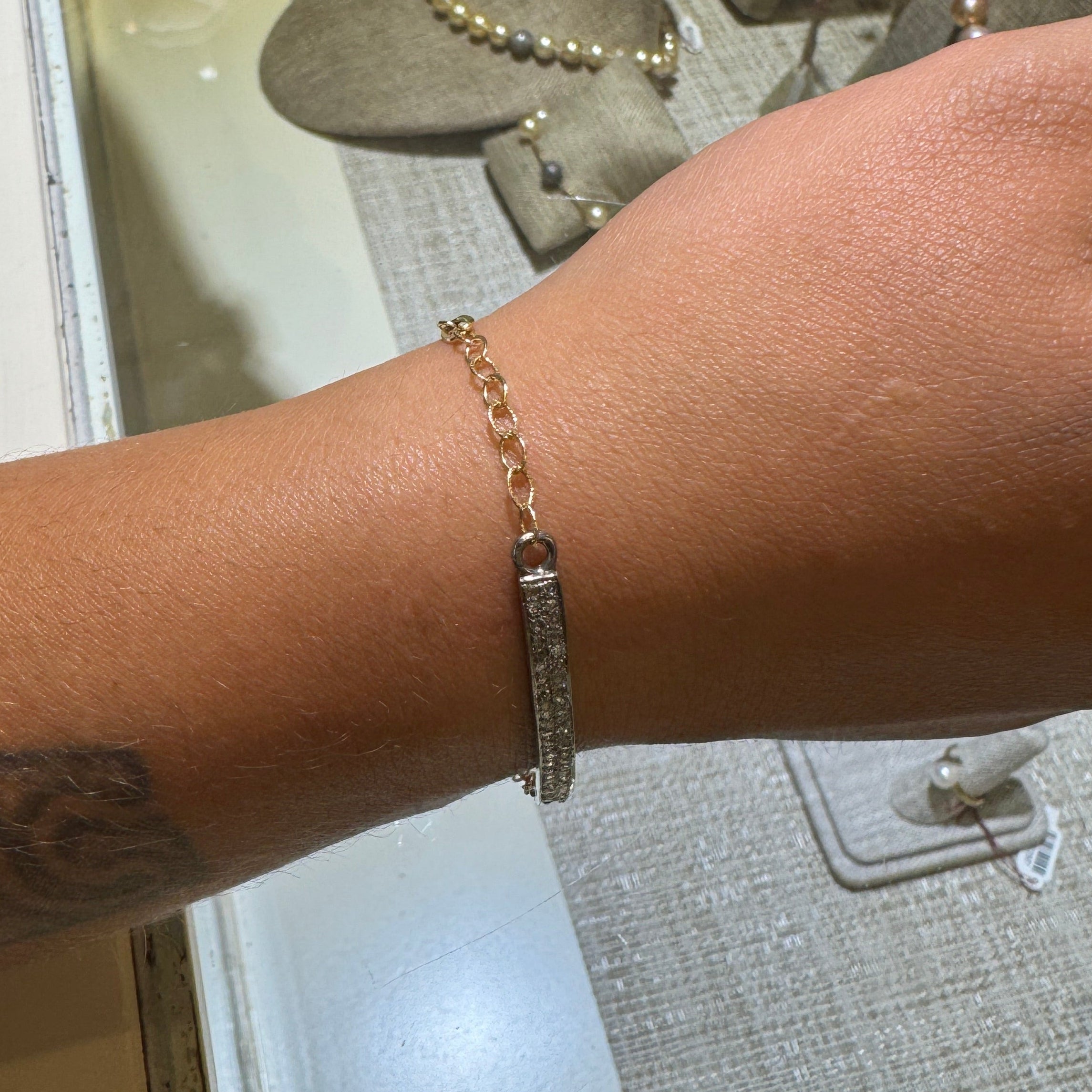 Diamond Bar 14k Gold Bracelet
