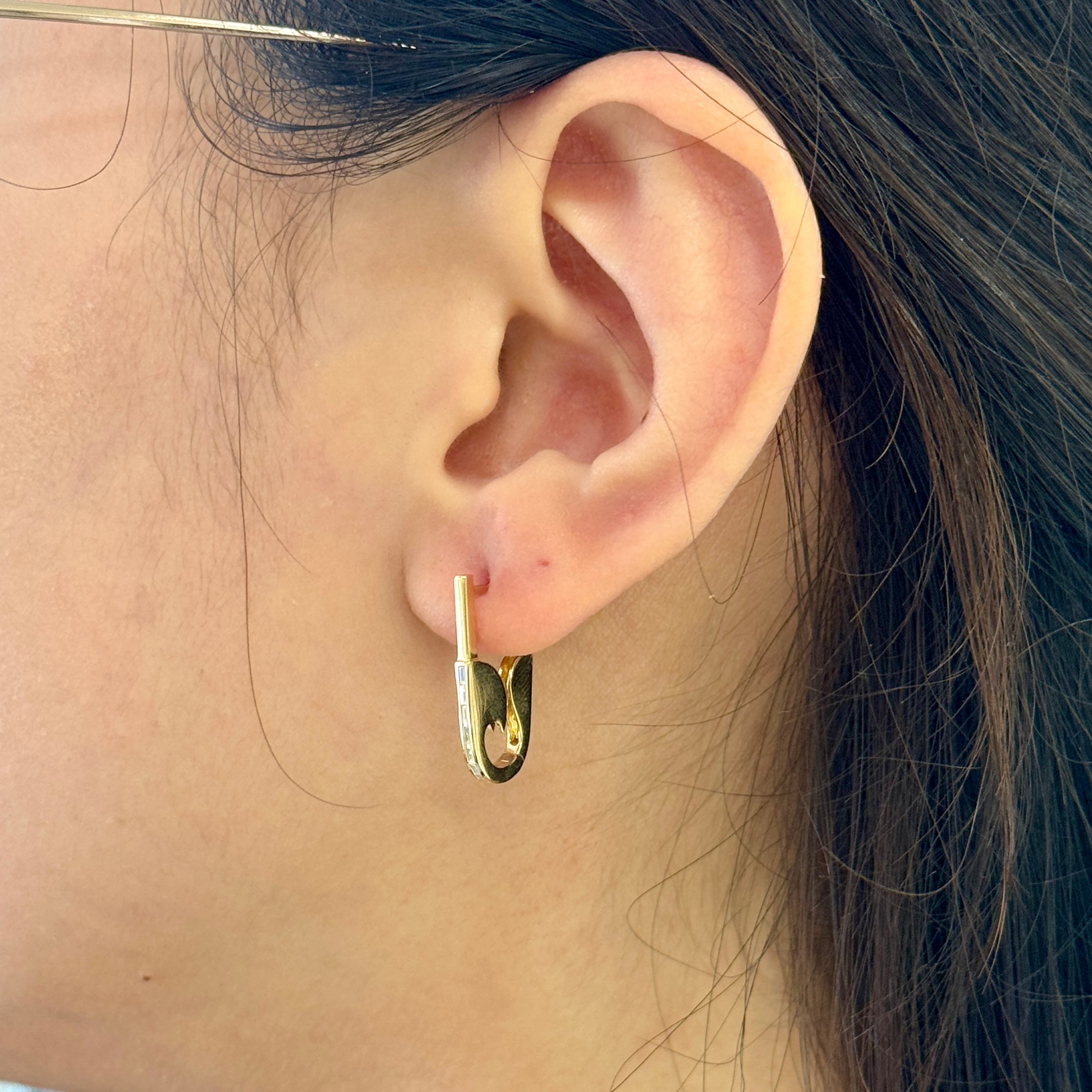 Safety Pin Head Studs Earrings 14k