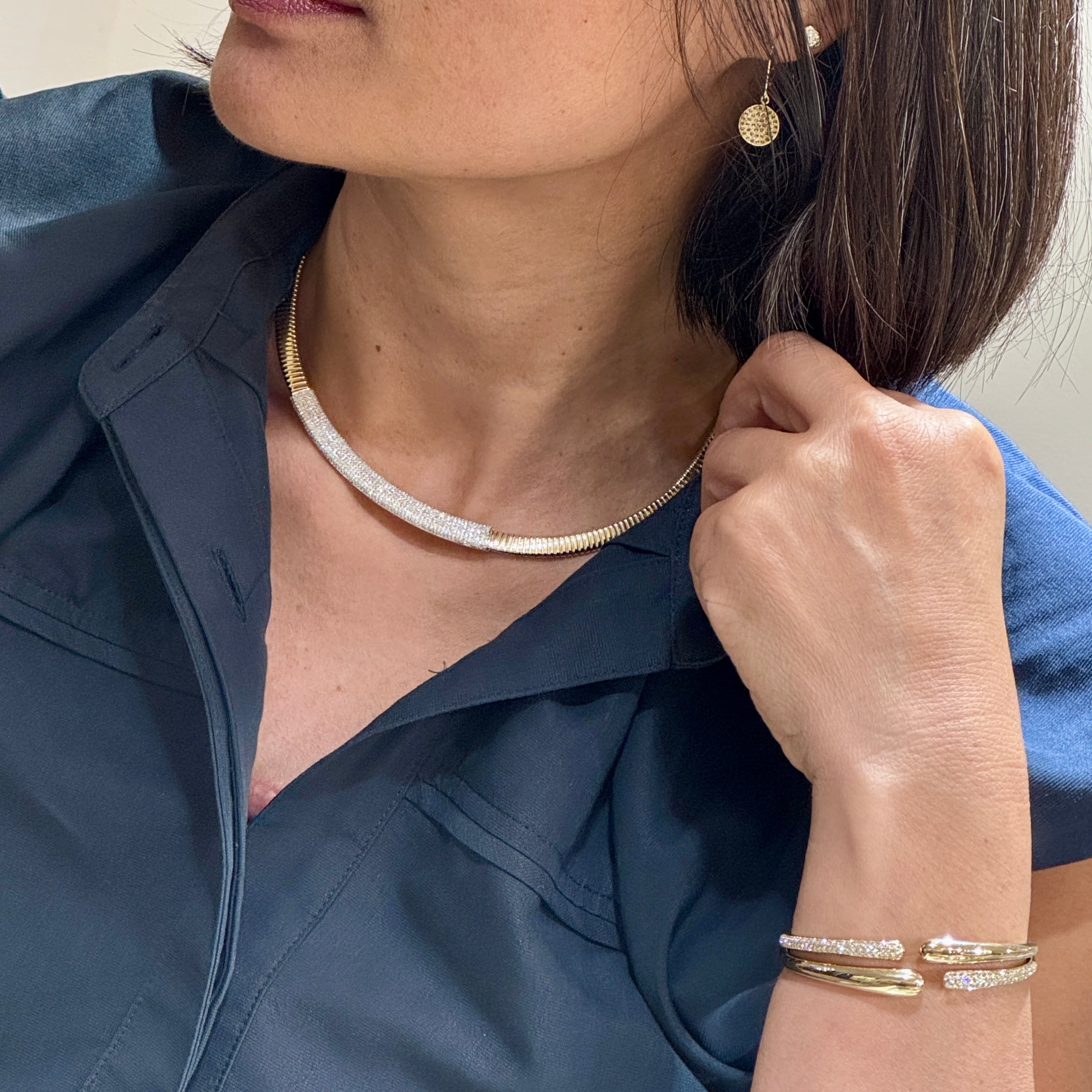 Diamond Double Bangle 14k gold