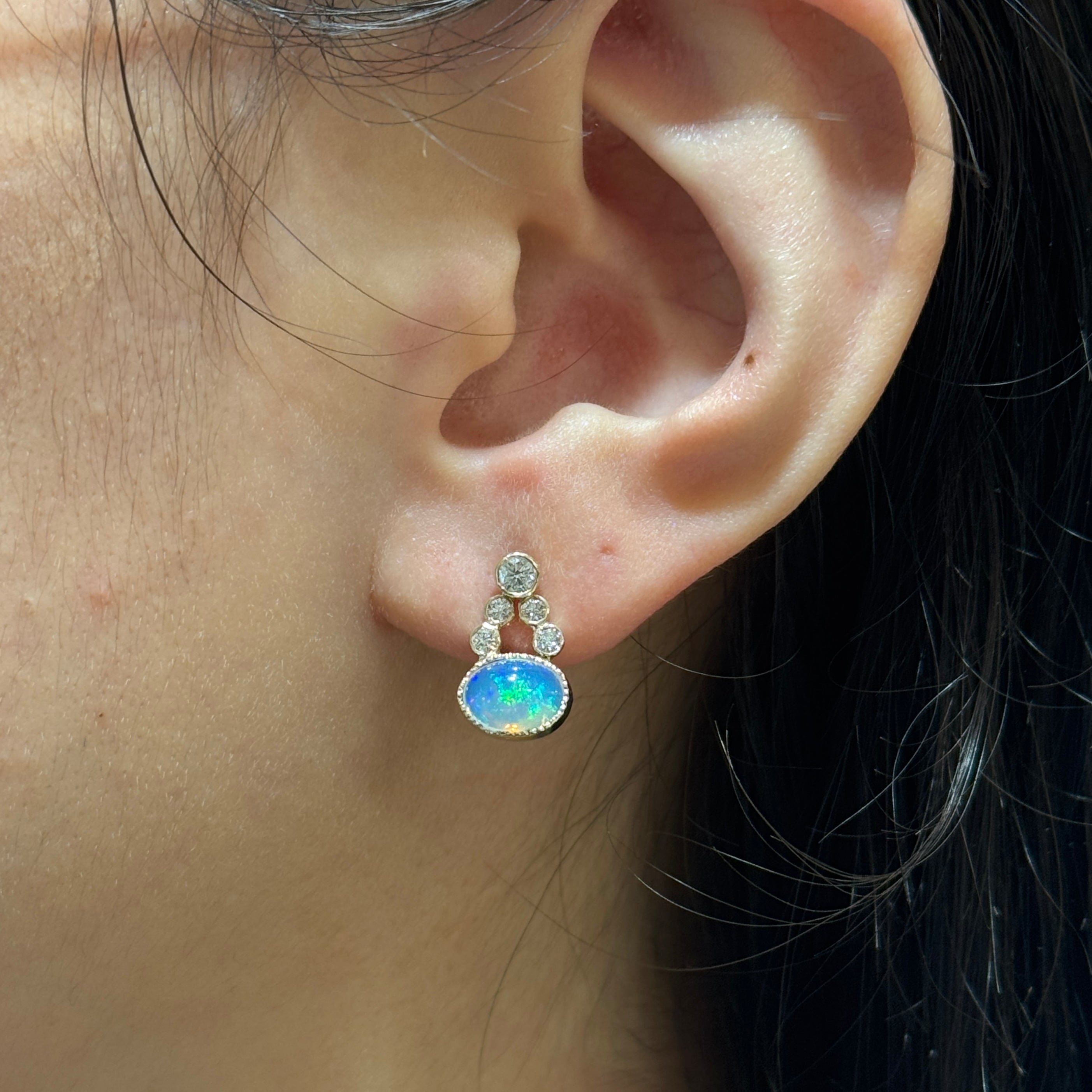 Olivia Opal Diamond Earrings-14k gold