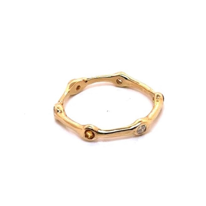 Amirah Citrine Diamond Bamboo Ring In 14K