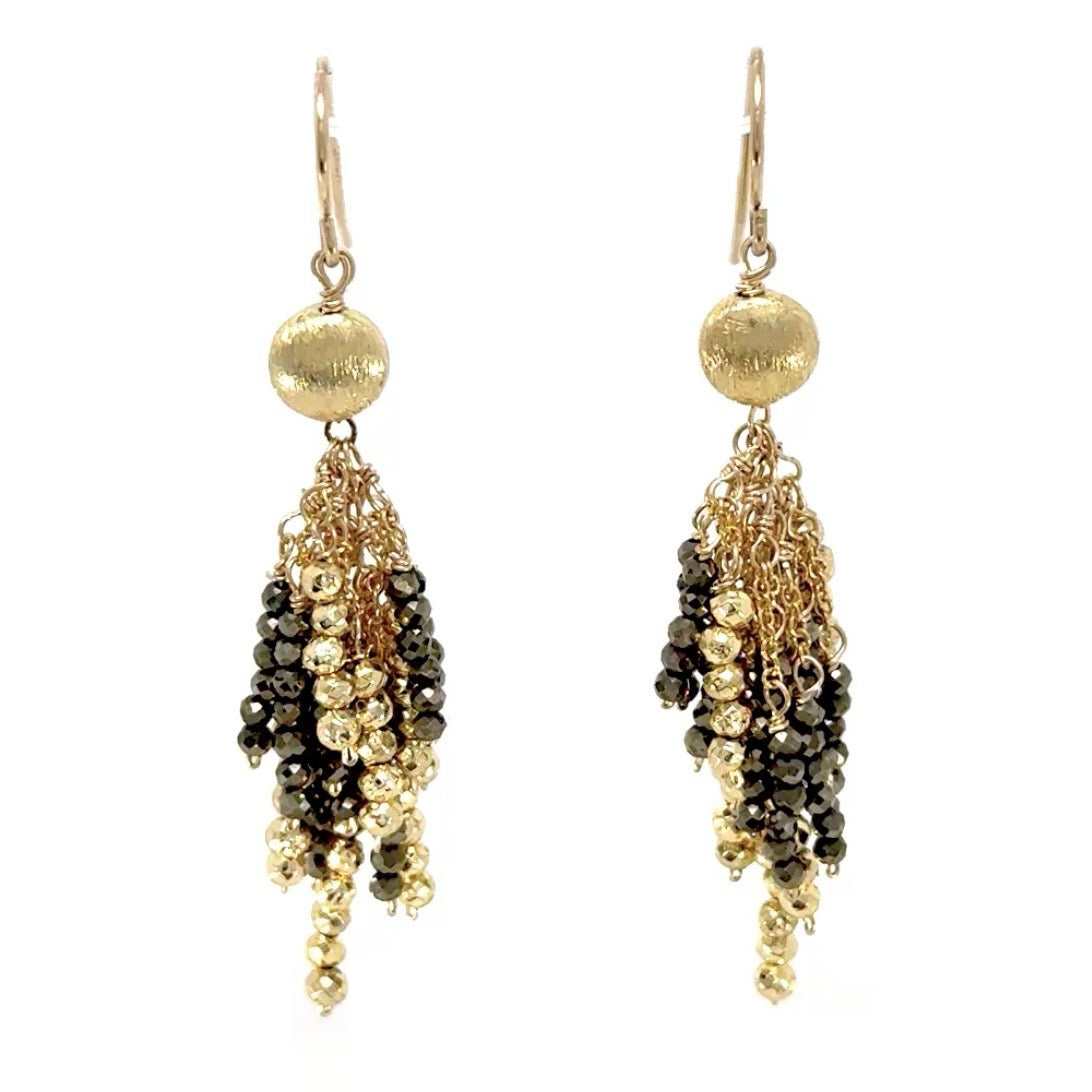 Firecracker Mixed Golden Pyrite Full Moon Earrings