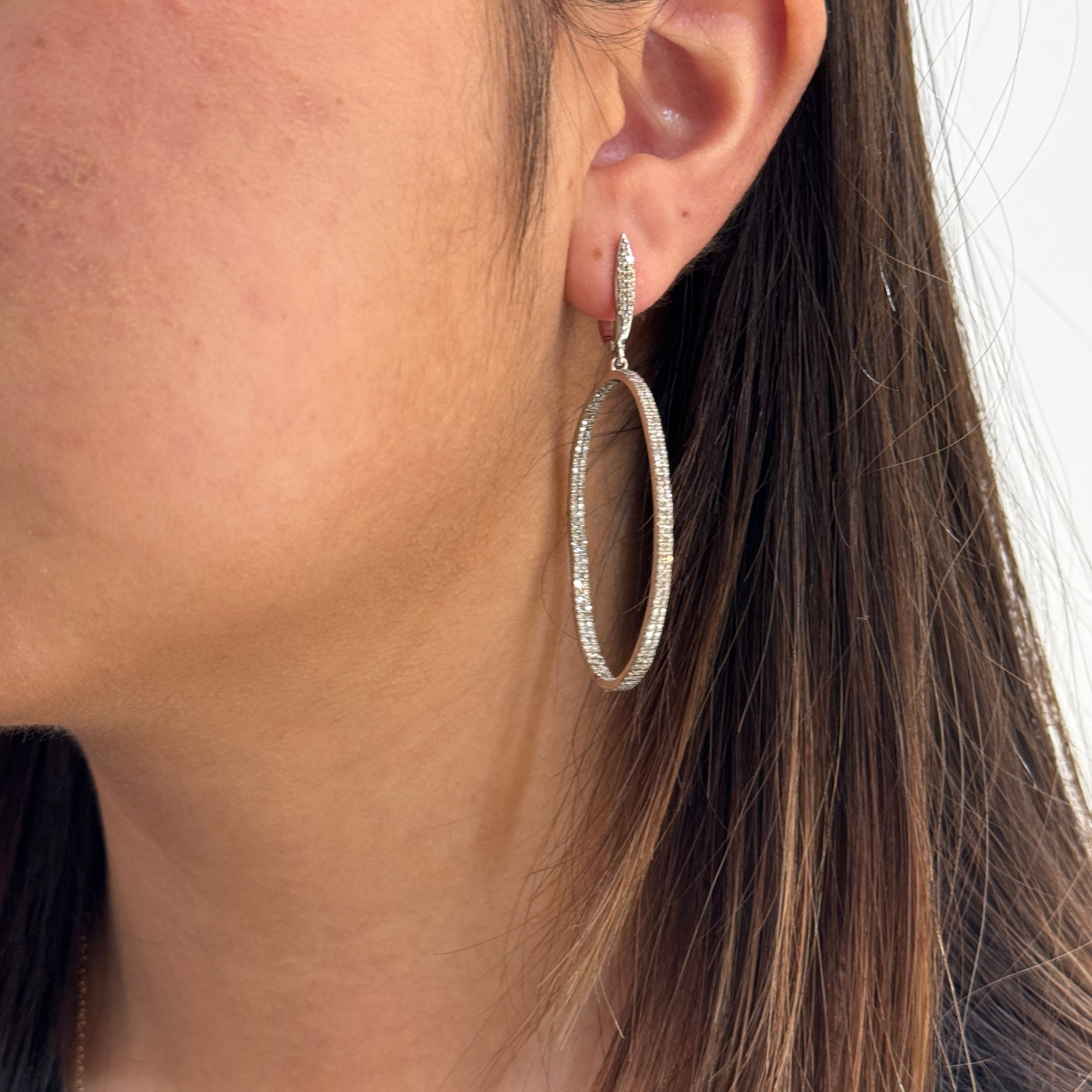 Pave Diamond Hoops silver-2.26 carats