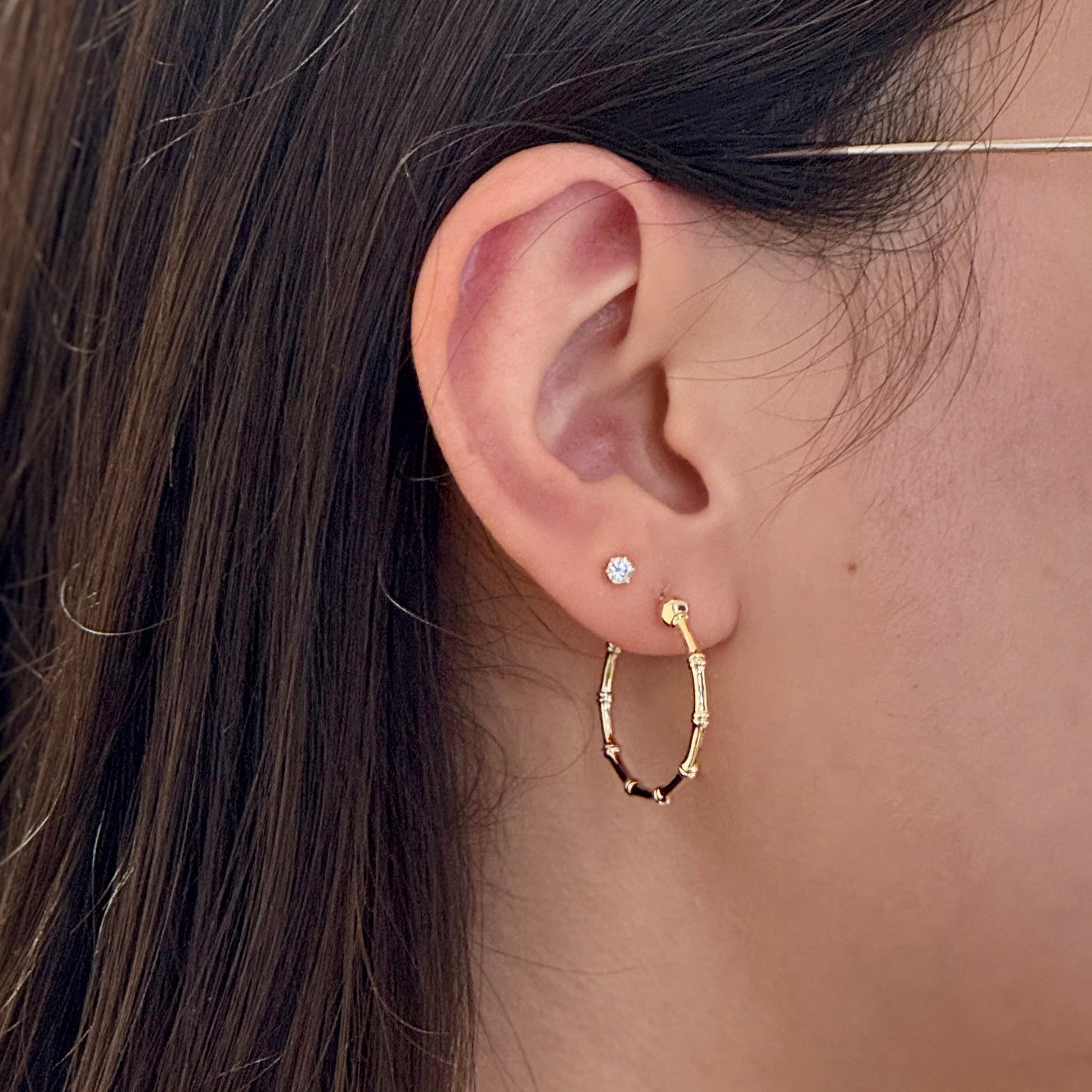 Bamboo Hoops In 14K