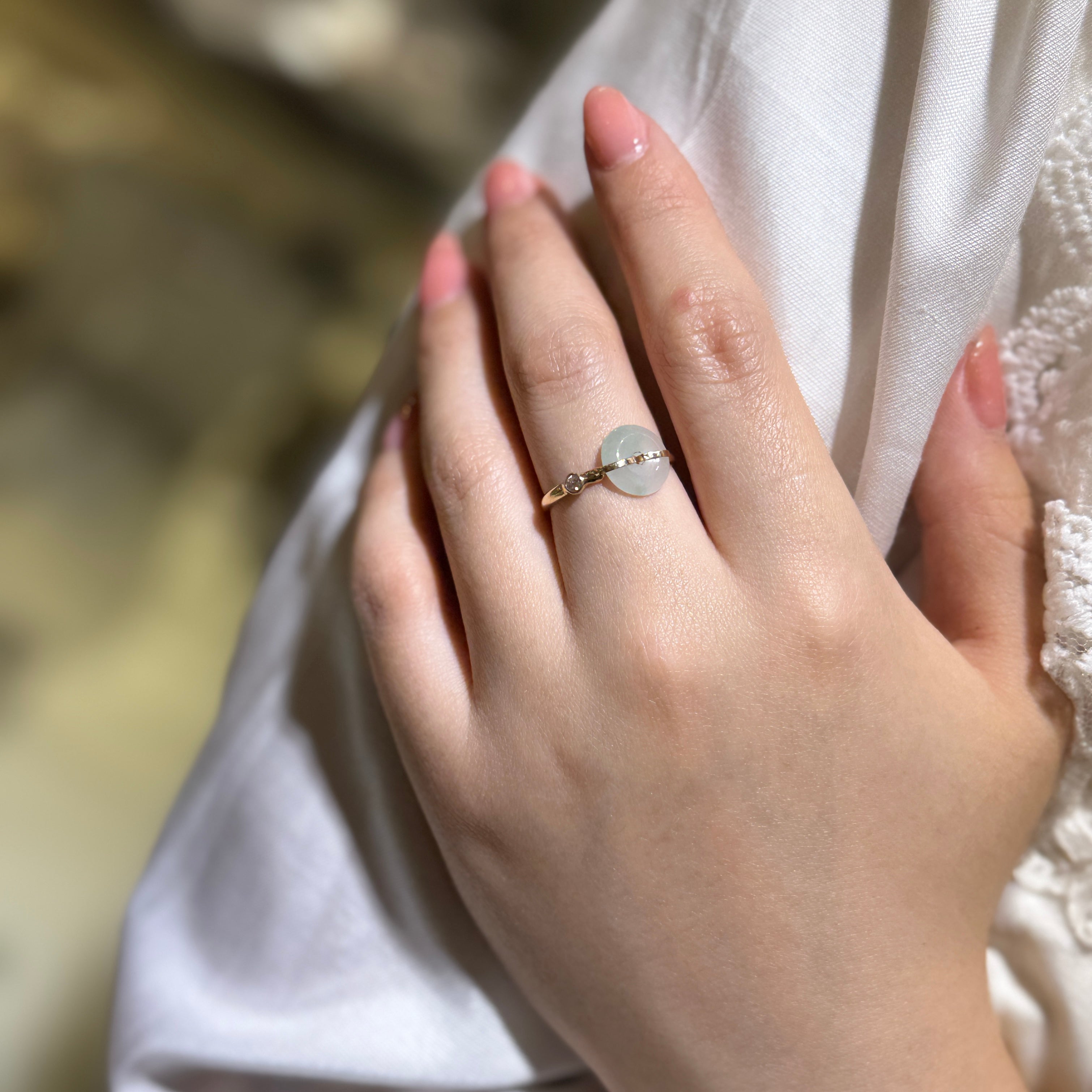Jade Diamond By The Side Ring