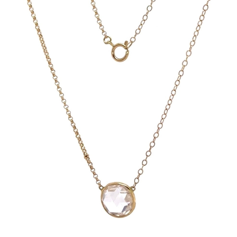 Rose Cut Moissanite Pendant Necklace In 14K