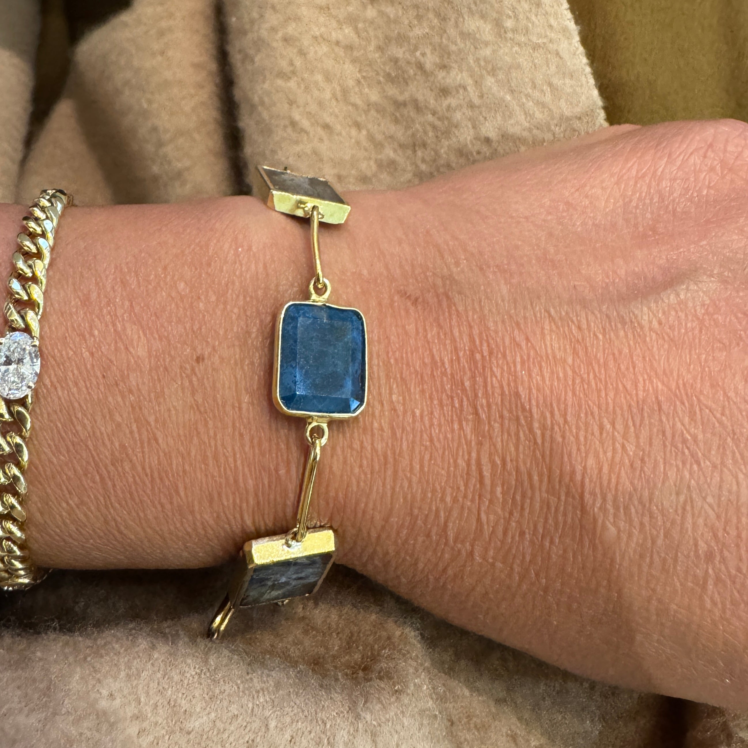 Avery Zoisite Kyanite Slice Paperclip Bracelet