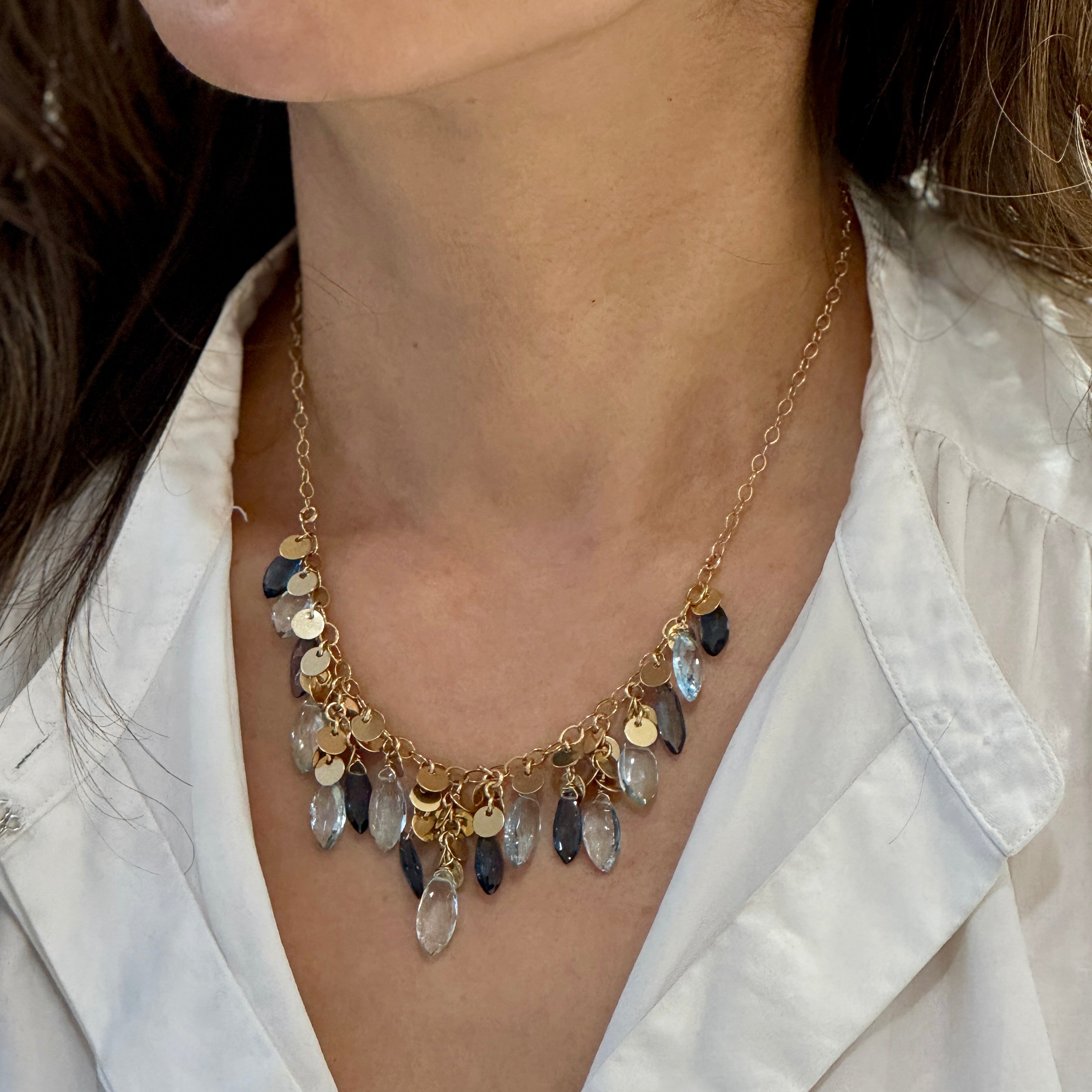 Joelle Blue Topaz Leaf Necklace