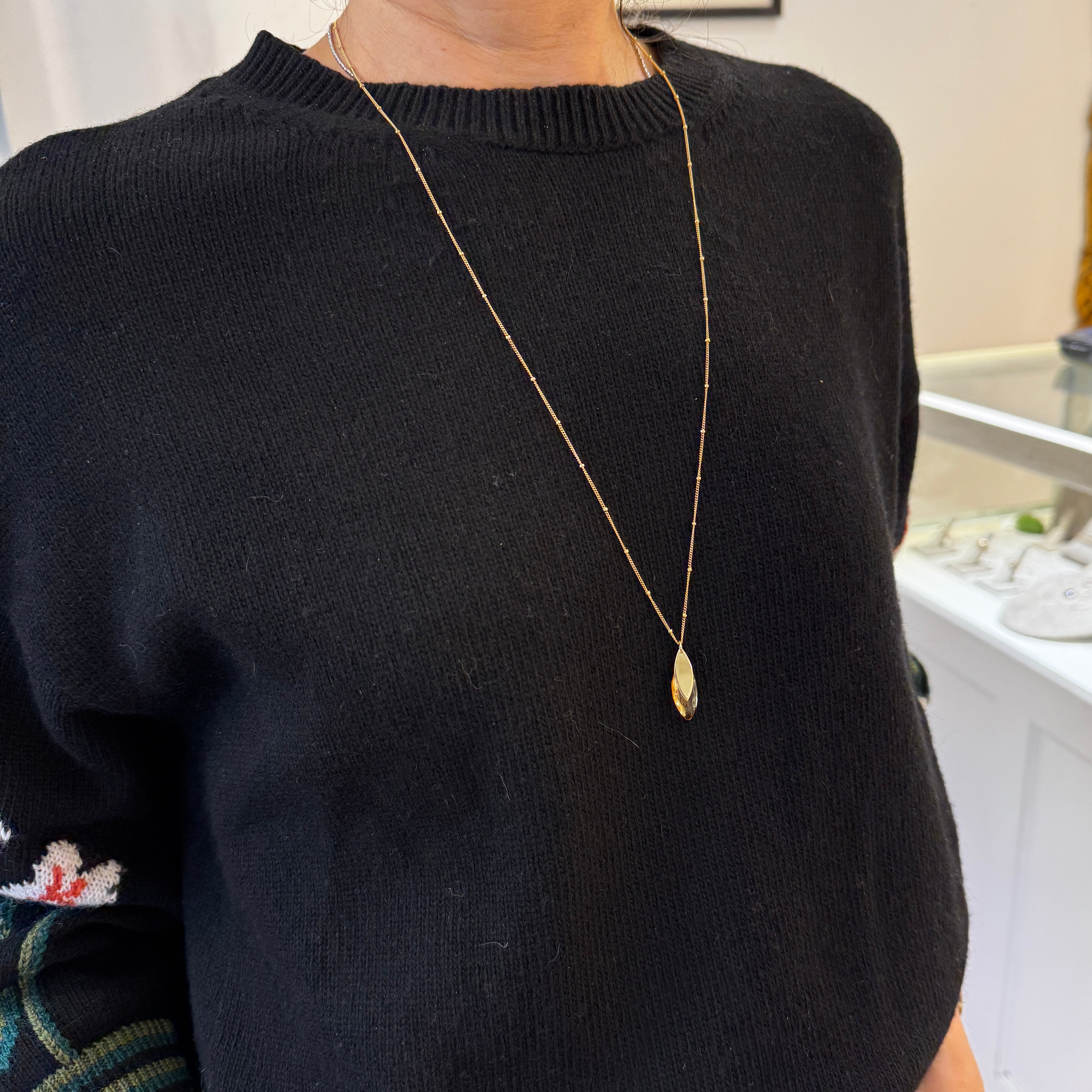 Leaf Gem Necklace - Citrine