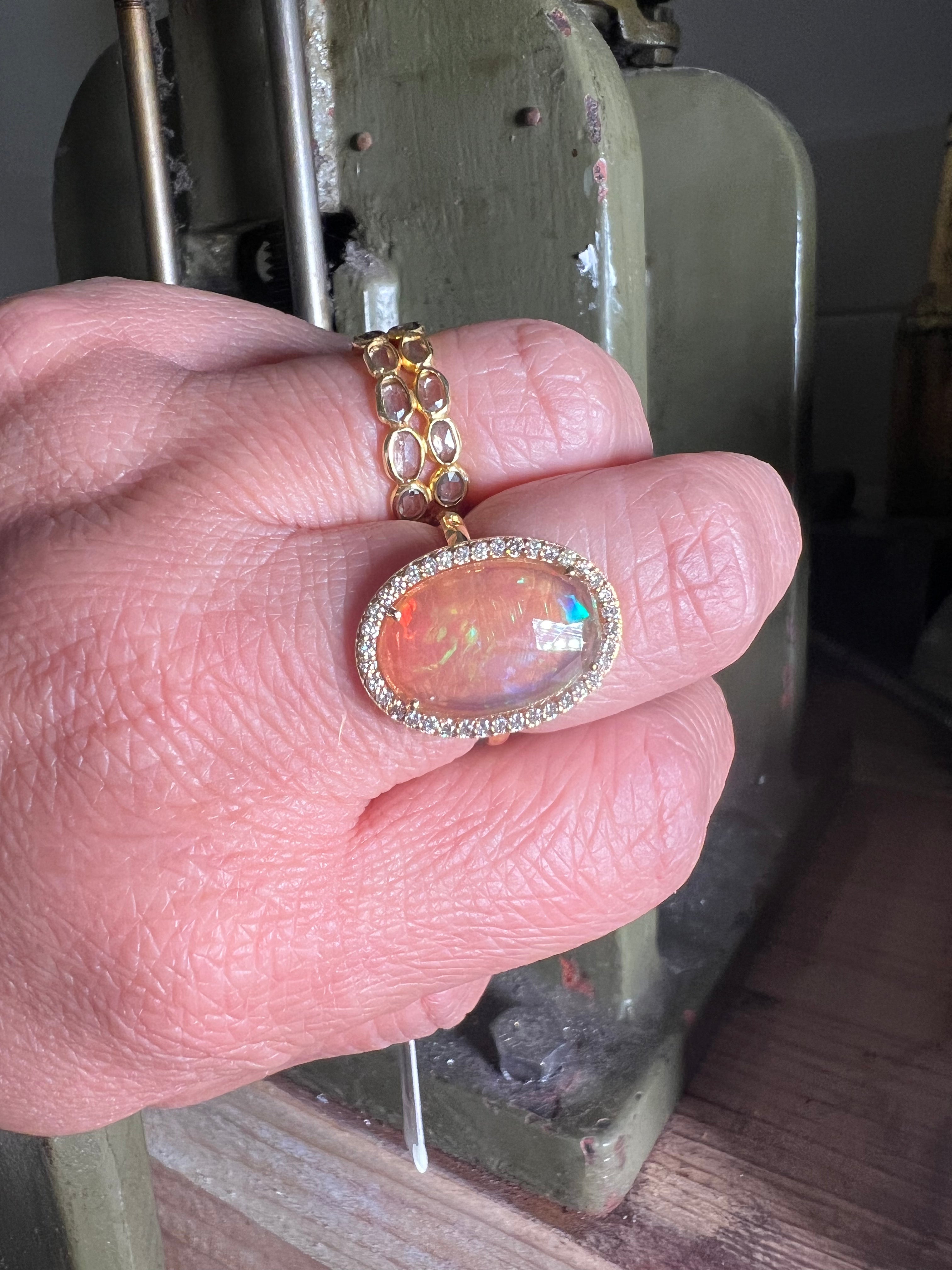 Grande Opal faceted diamond ring 18k