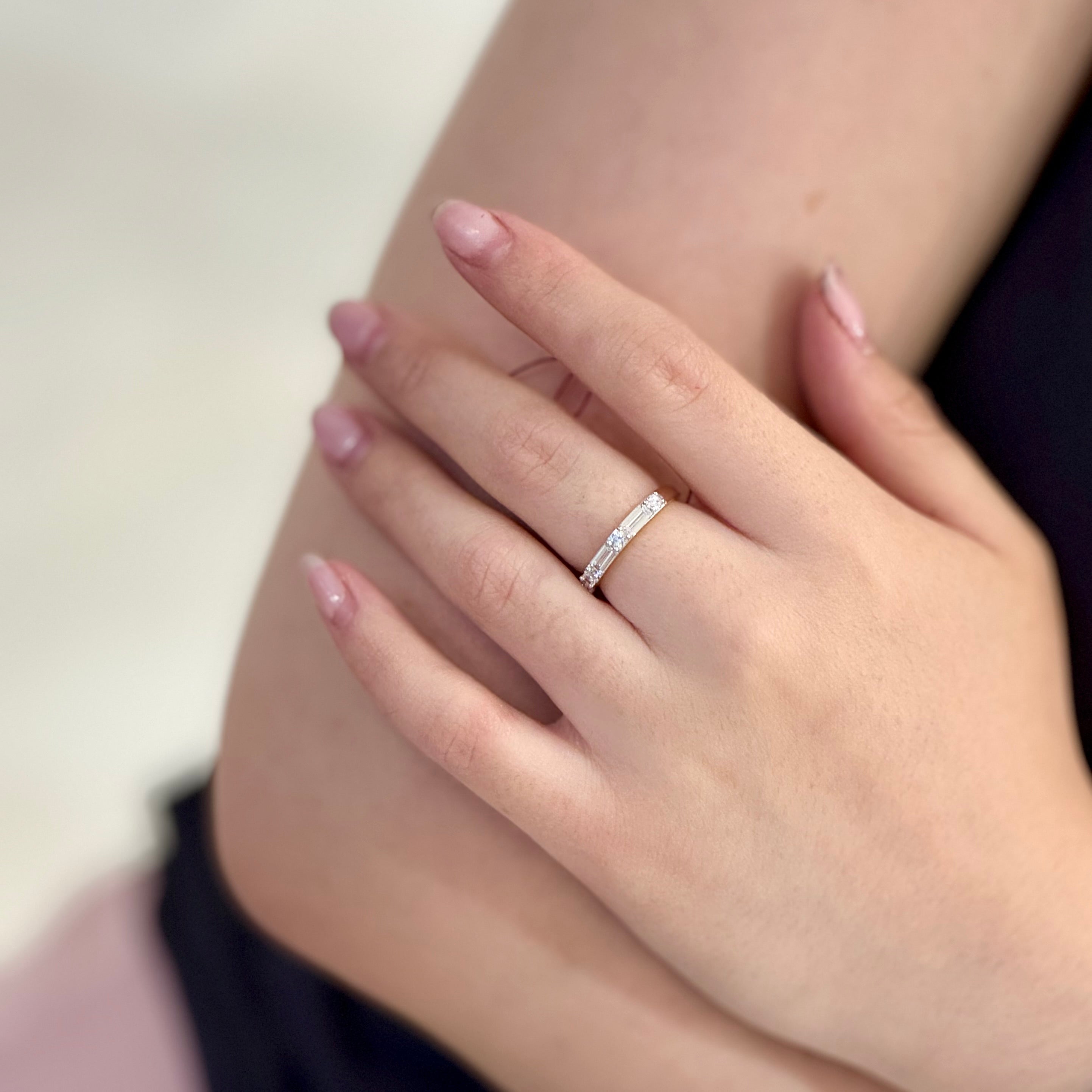 Lab-grown Baguette Alternate Round Diamond Ring In 14k