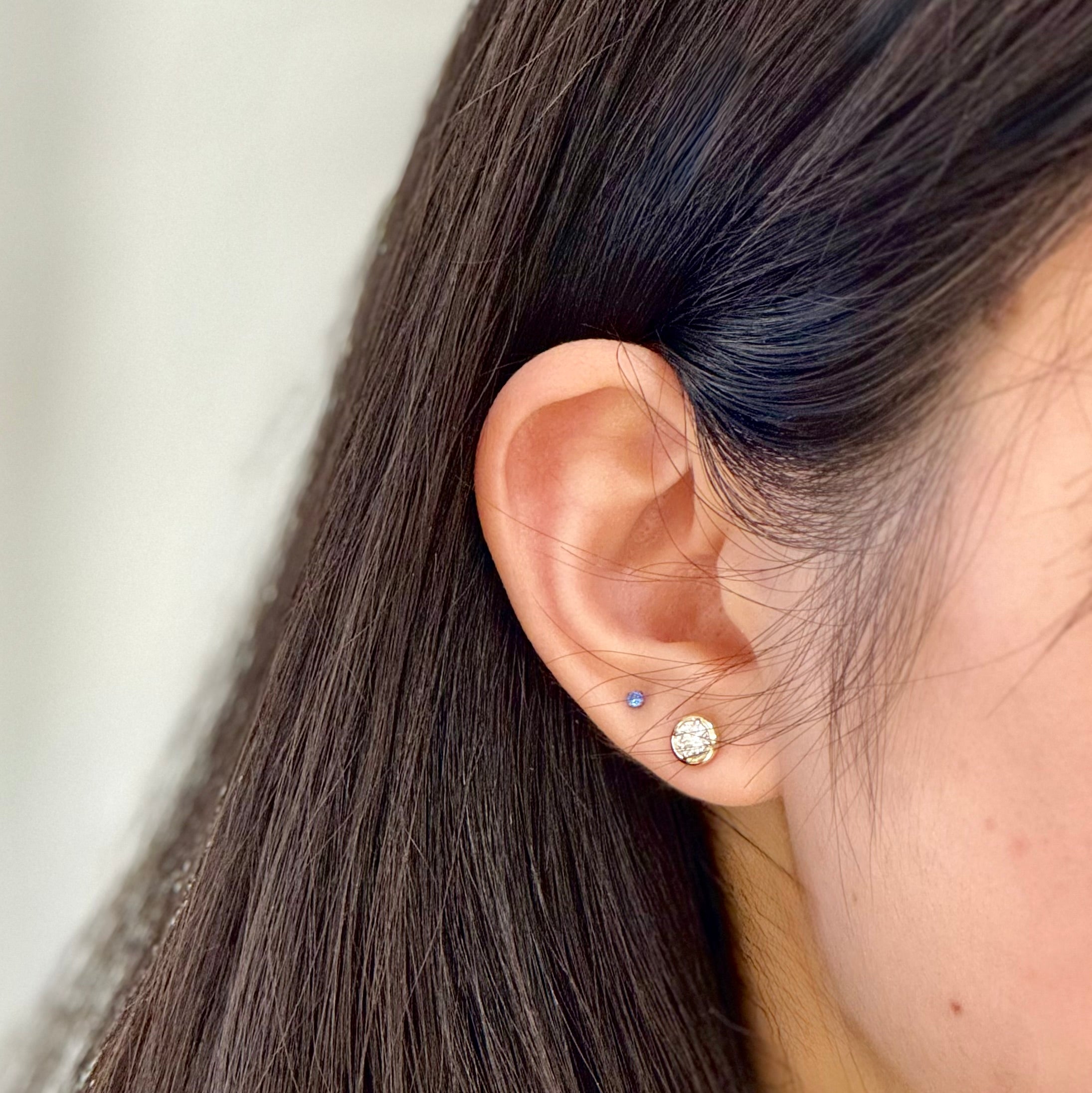 Lab-grown Round Diamond Bezel Studs In 10k