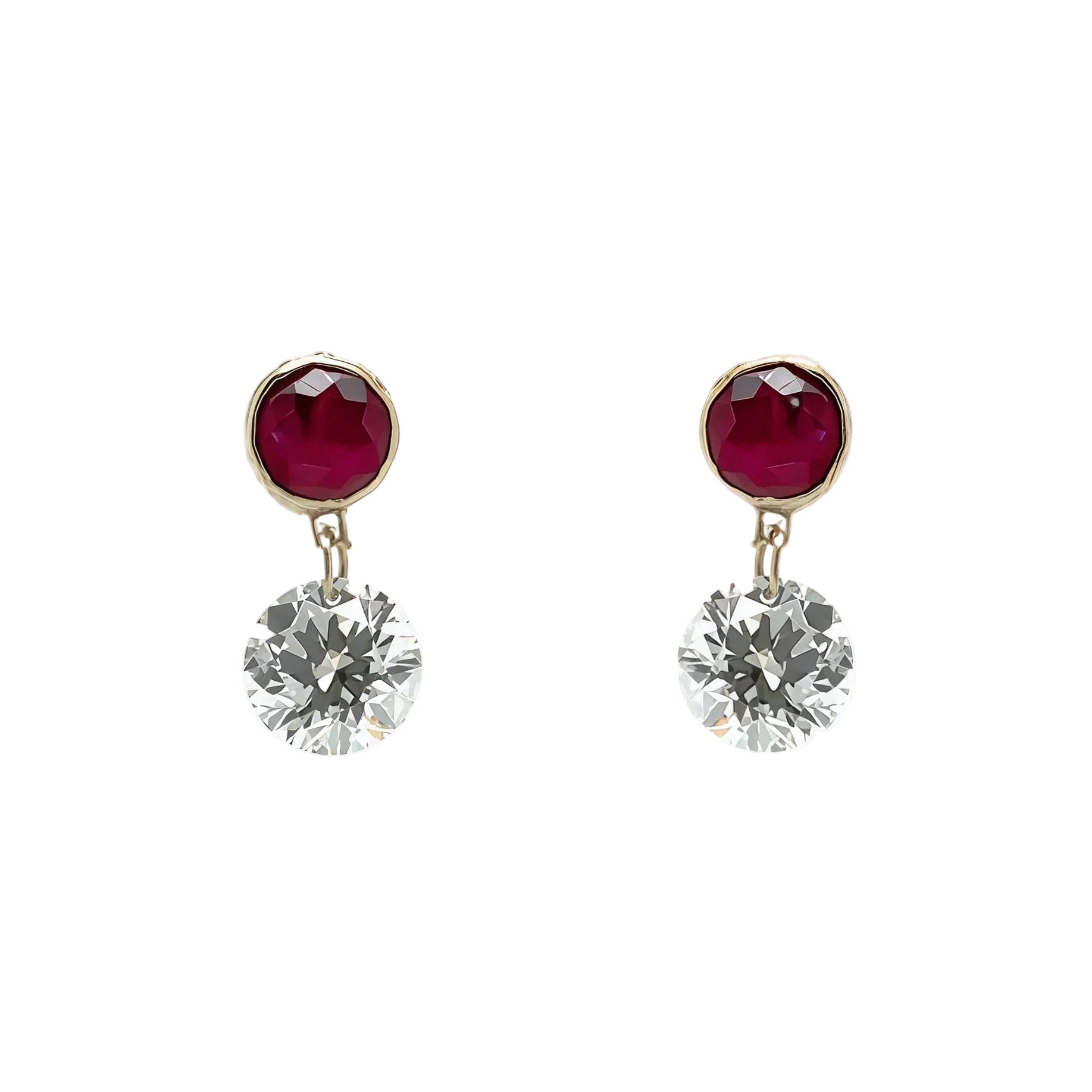 Natural Rubies With Certified Lab Grown Diamond Drops Earrings