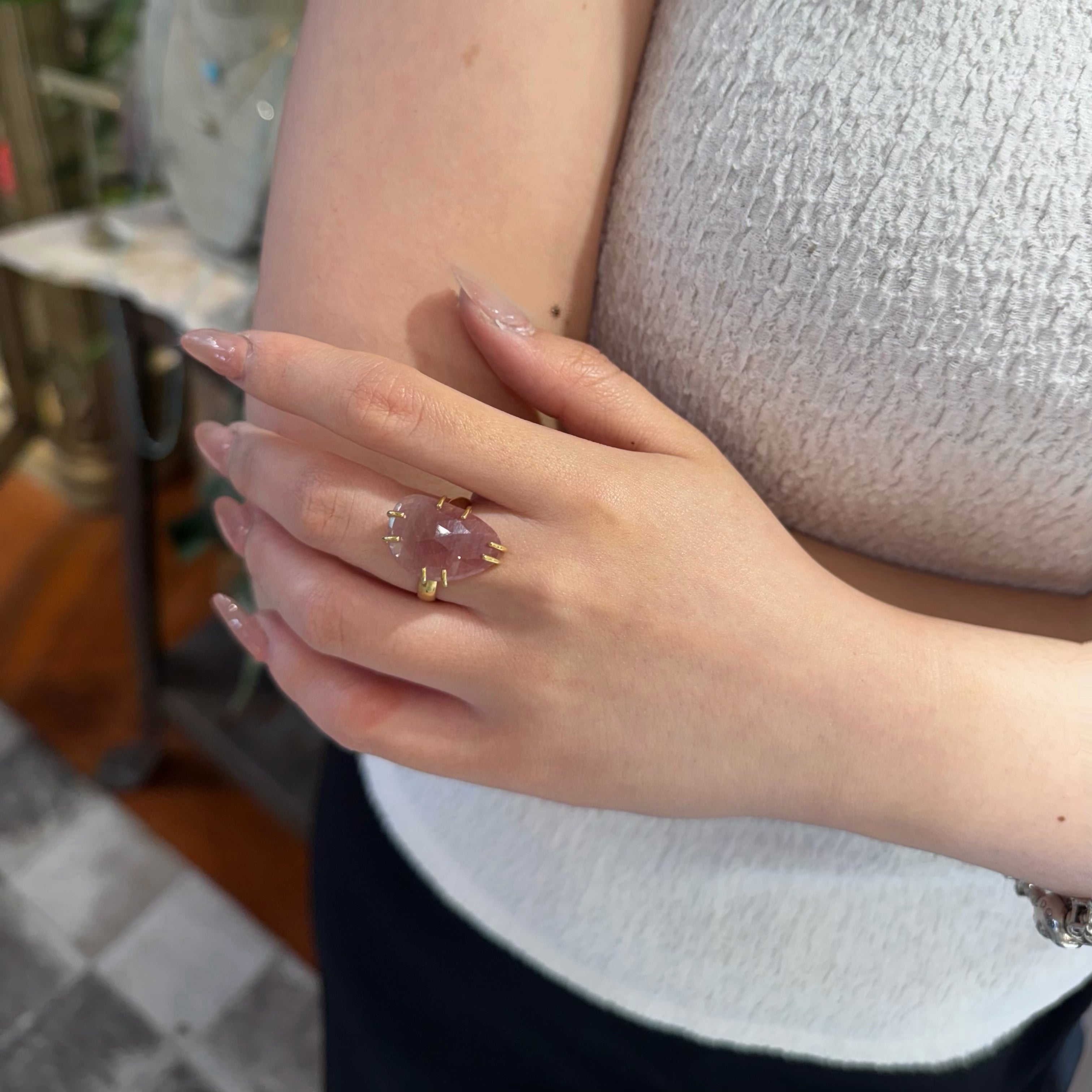 Grande Off shaped Gem Vermeil Gold Ring