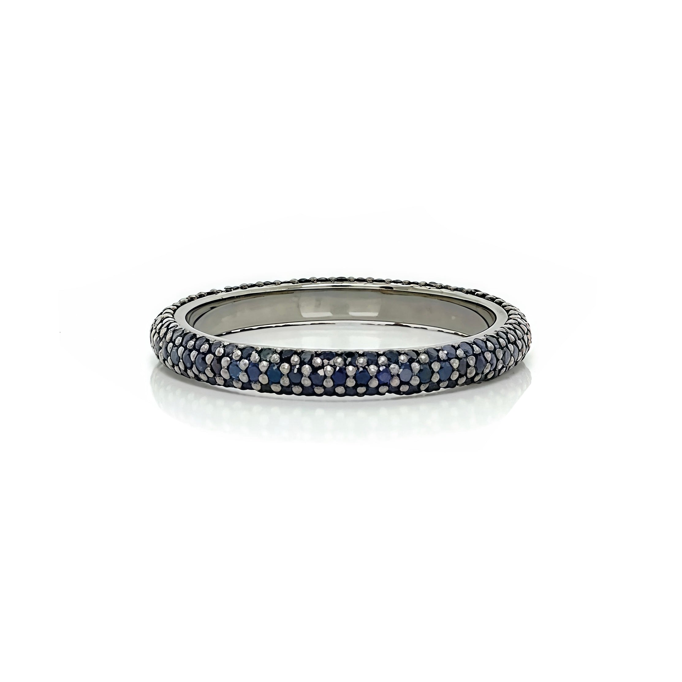 Sapphire Row Silver Ring