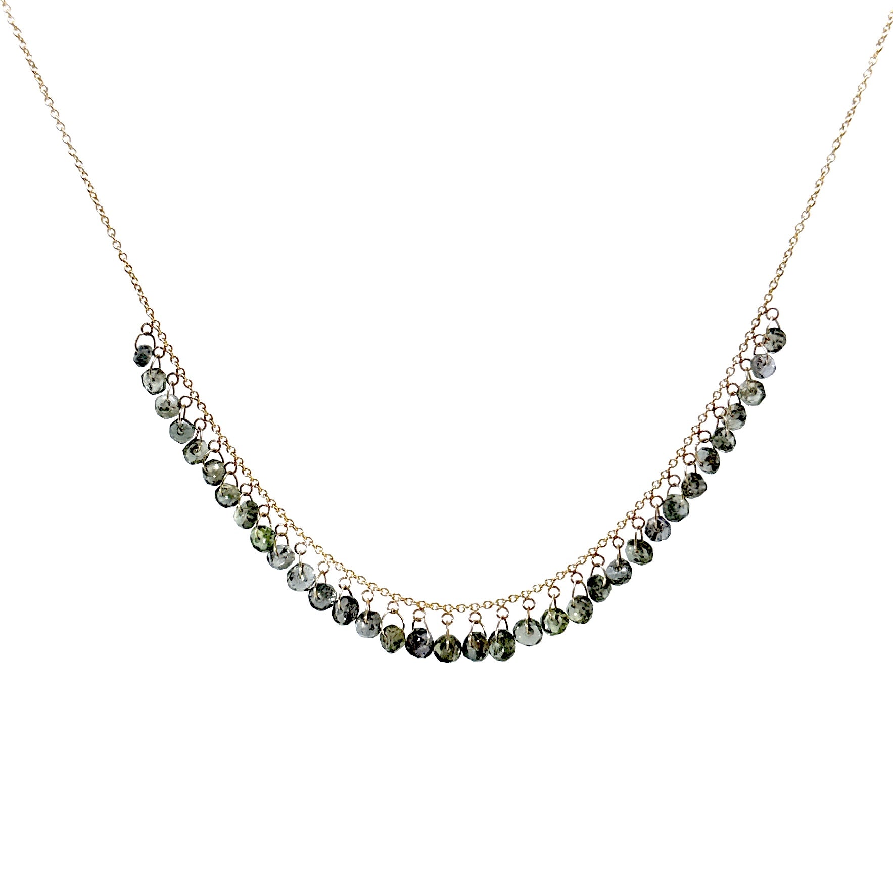 Green Sapphire Or Kyanite Cluster Dangle Necklace