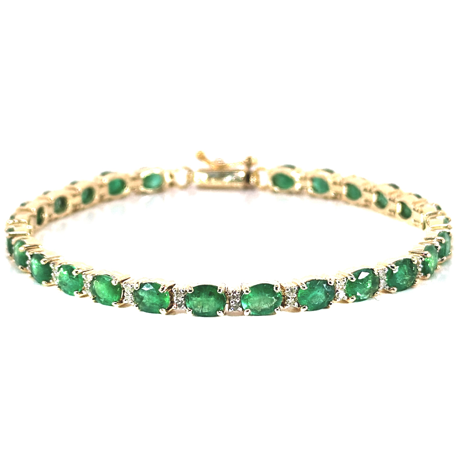 Emerald Diamond Tennis Bracelet 14k gold