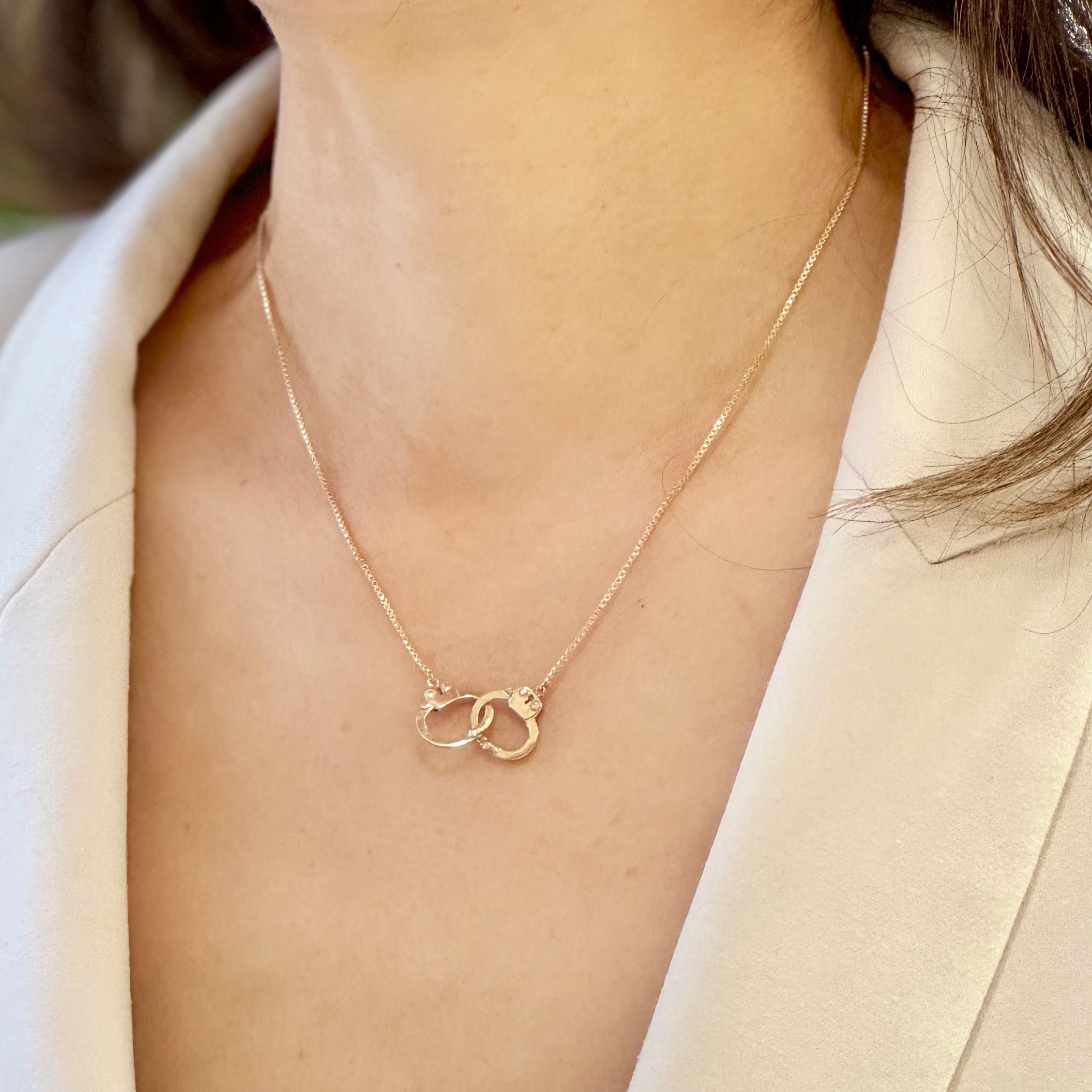Diamond Gold Handcuff Necklace in 14k