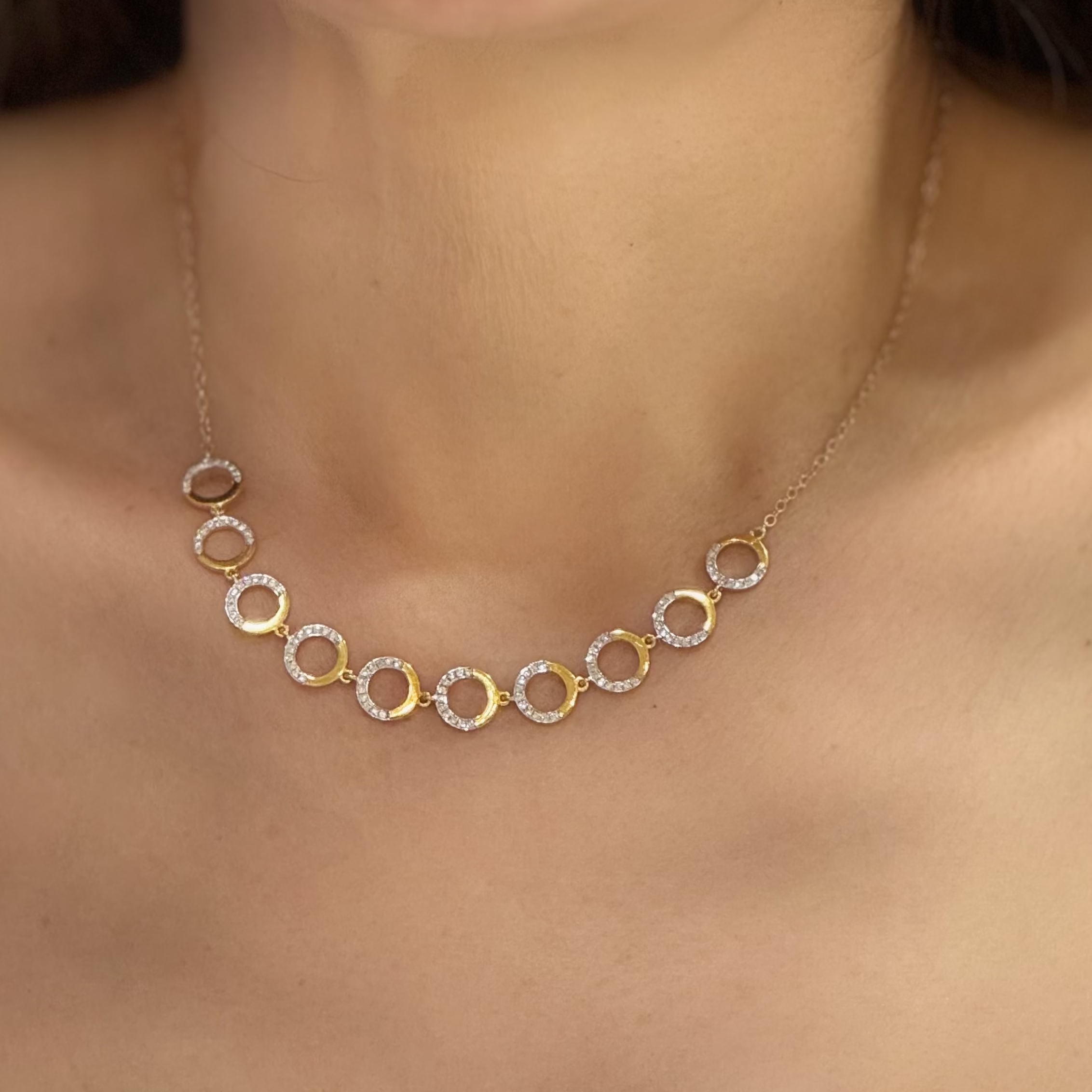 Pave Diamond Circle Link Necklace