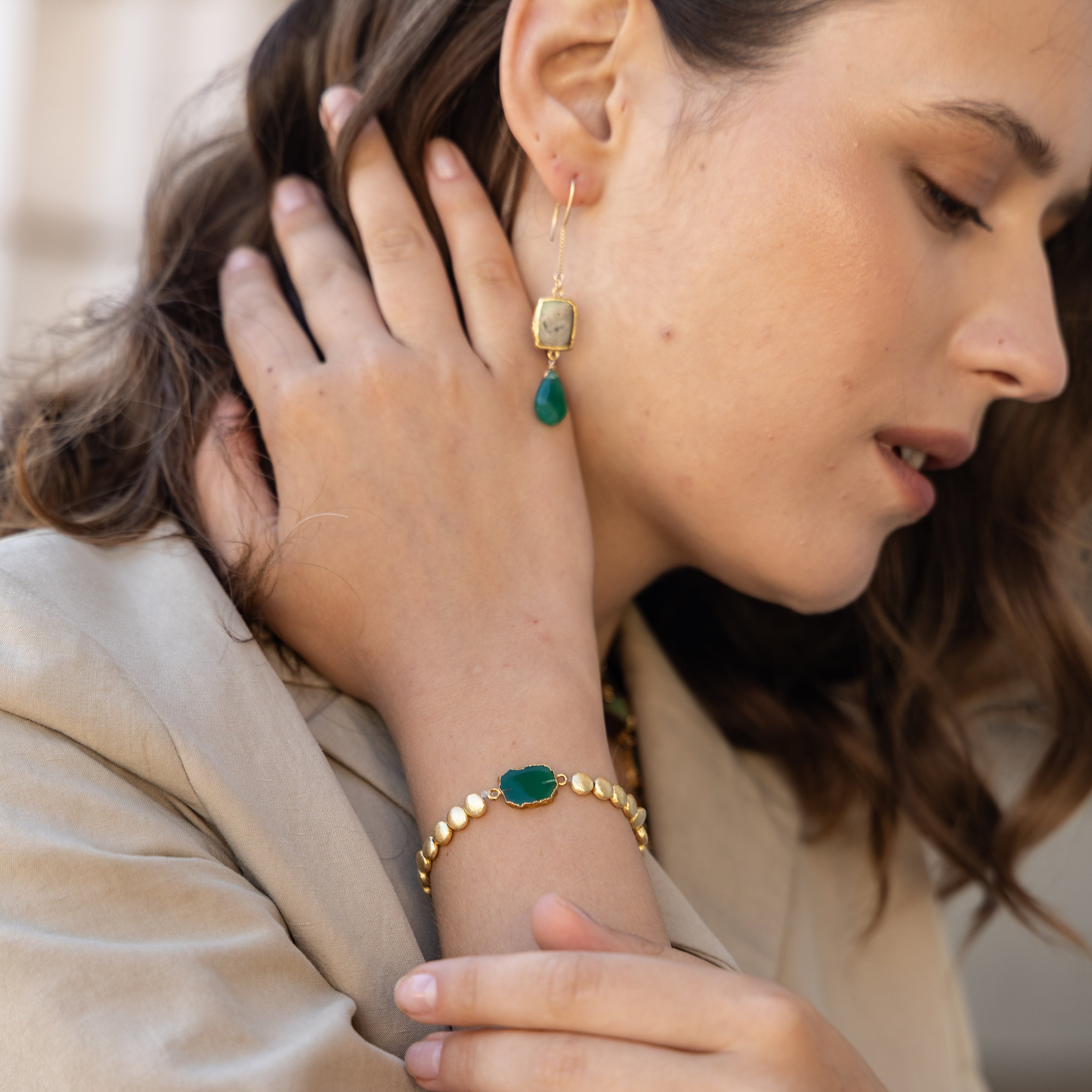 Longevity Earrings - Chrysoprase