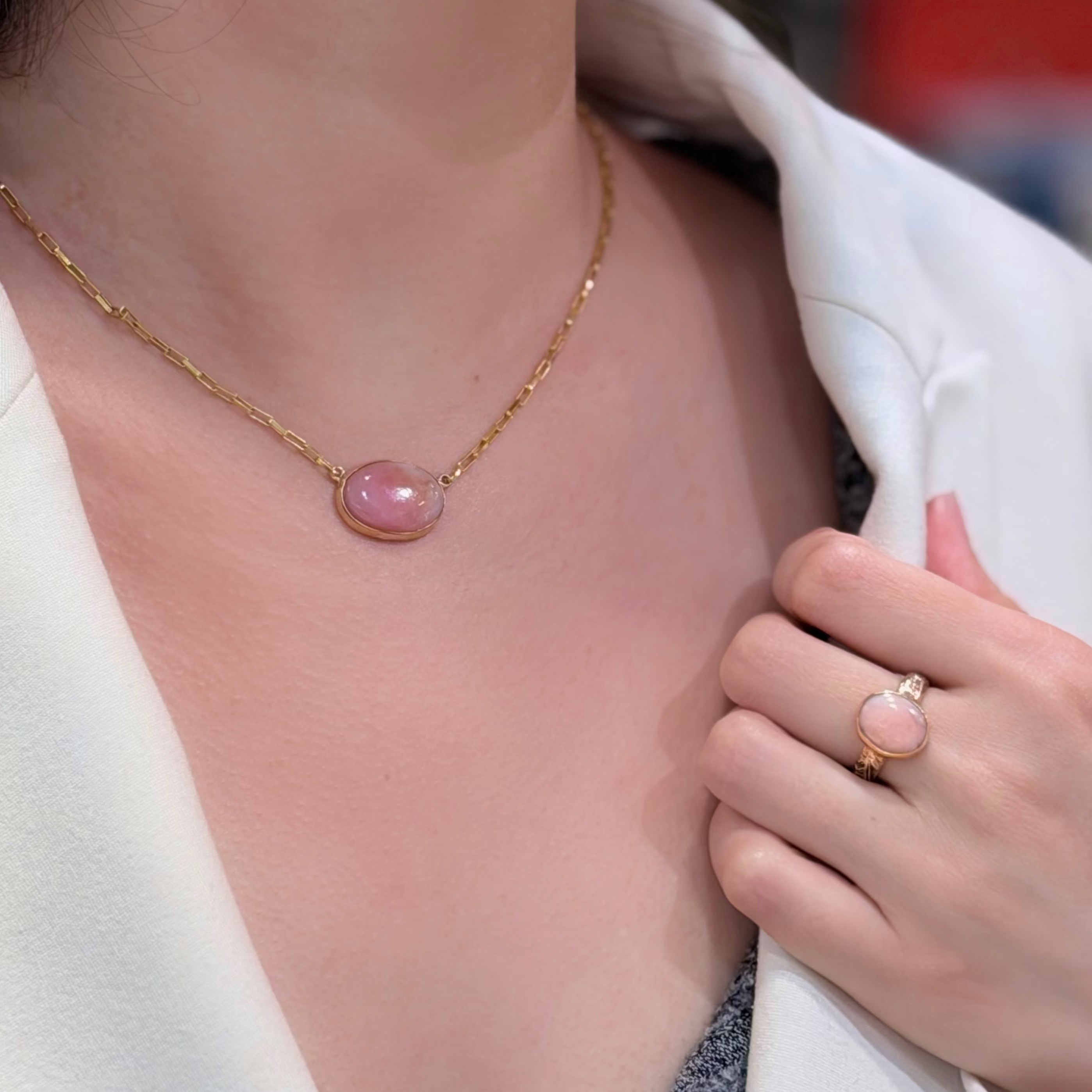 Pink Crush Natural Opal Pendant Necklace