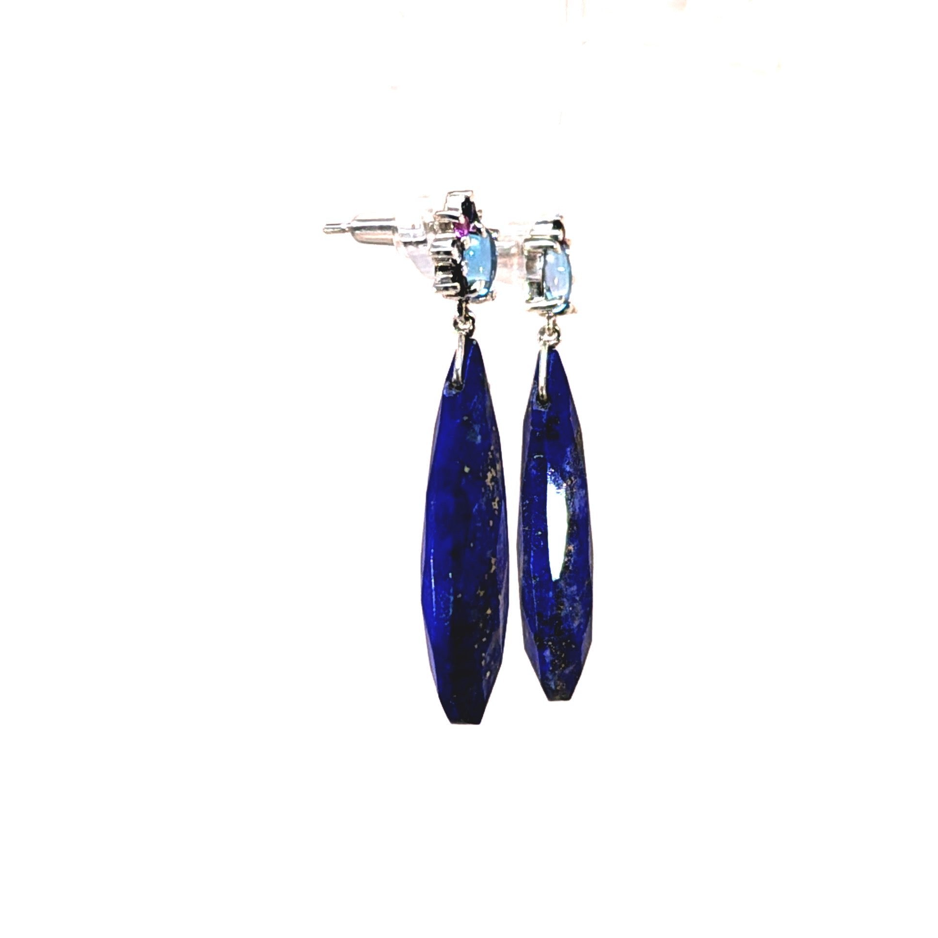 Organic Diamond Flare Lapis Drop earrings