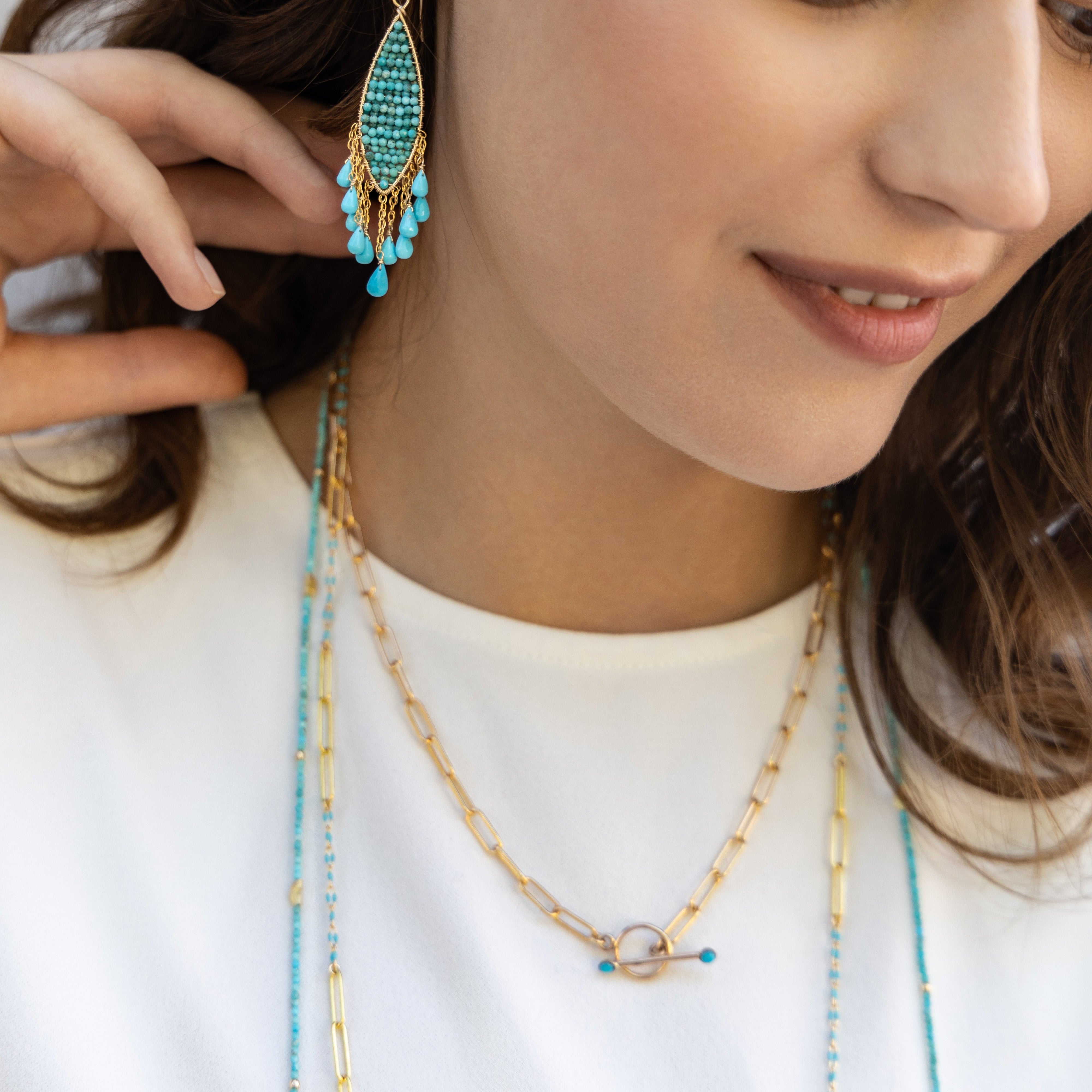 Turquoise Toggle Paperclip necklace