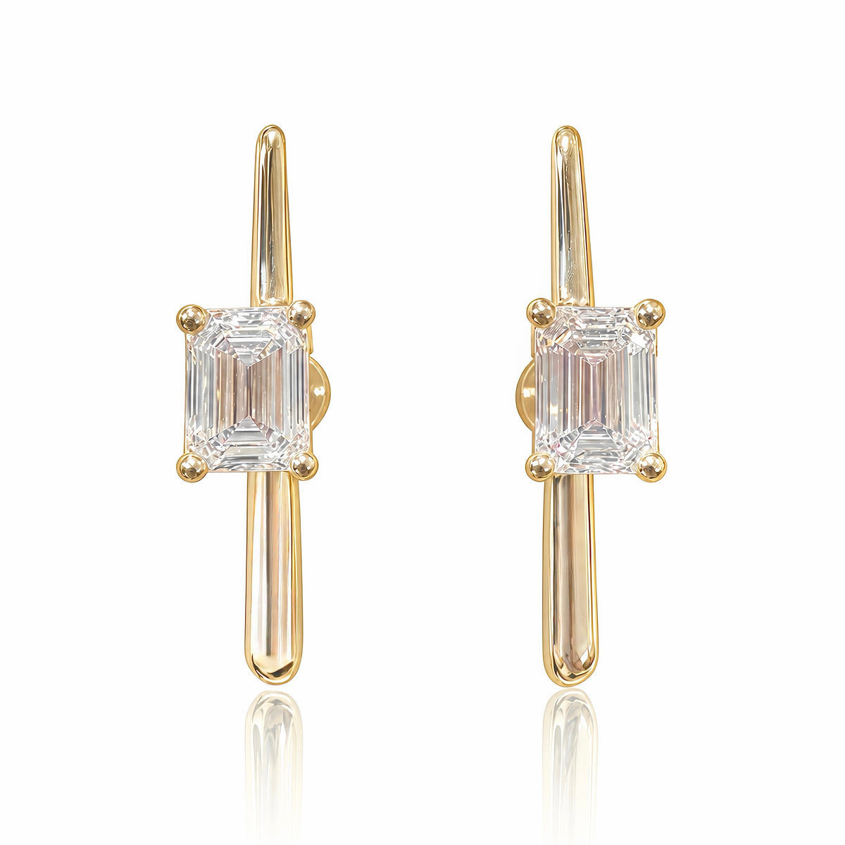 Lab-grown Diamond Bar Stud Earrings 14k