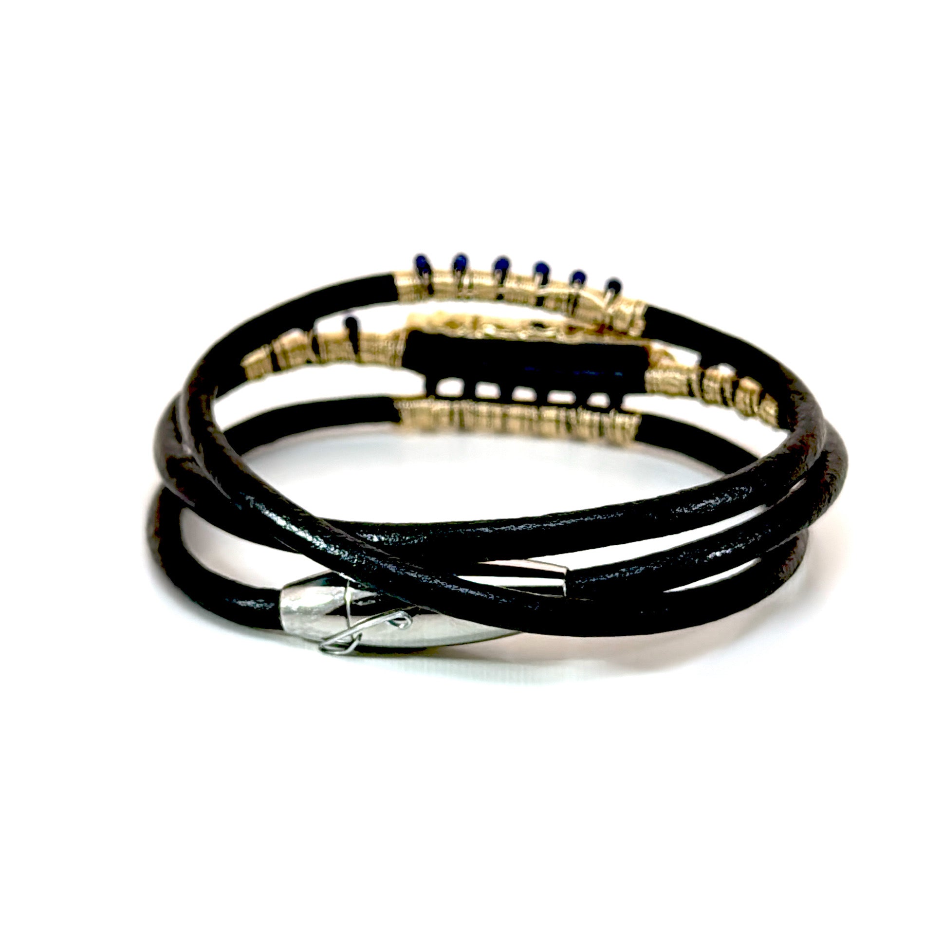 Trio Lapis Bar leather Bracelet