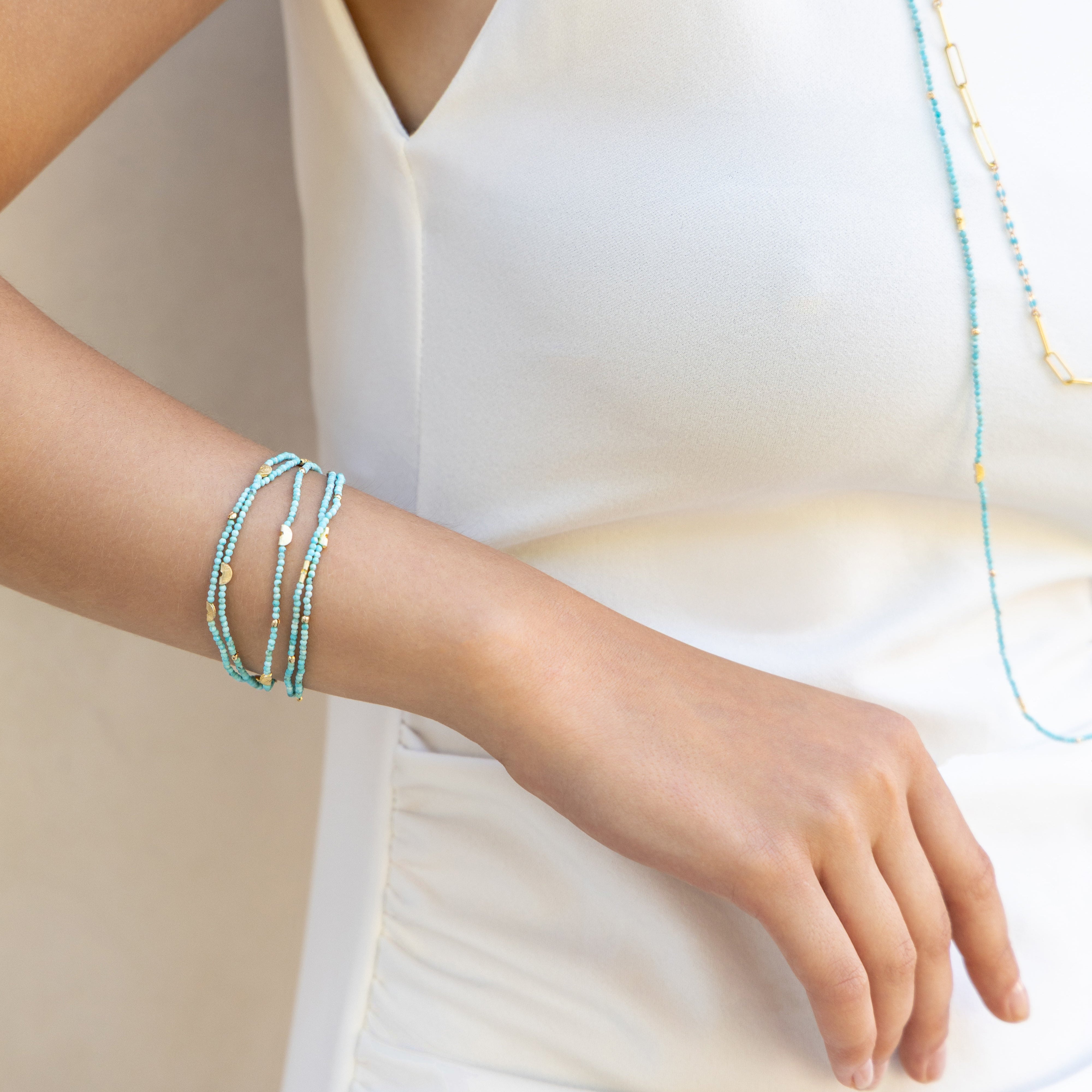 Half Moon Multi Strand Bracelet - Turquoise