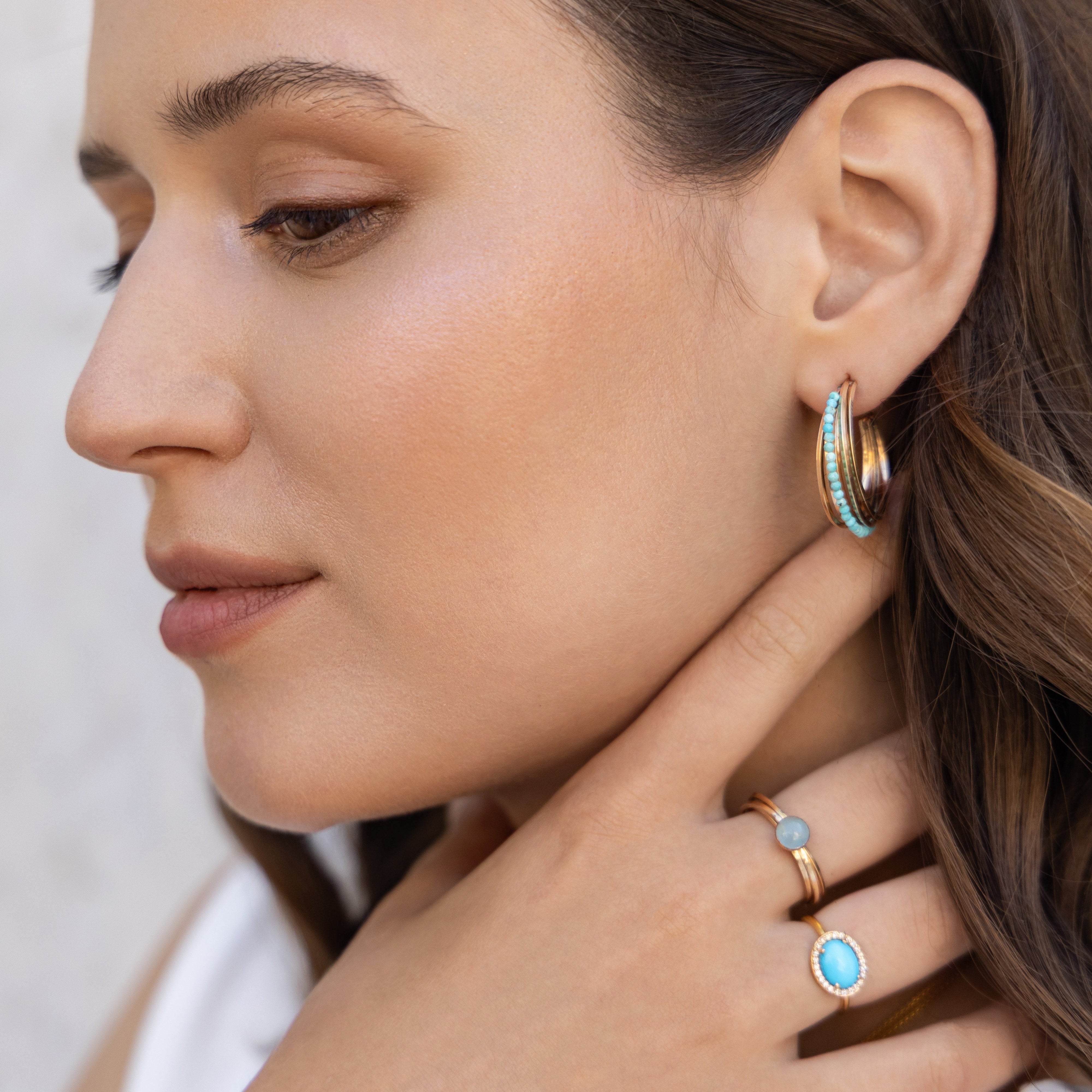 Mia Multi Hoops Mini Gem Ring - Garnet or Aquamarine