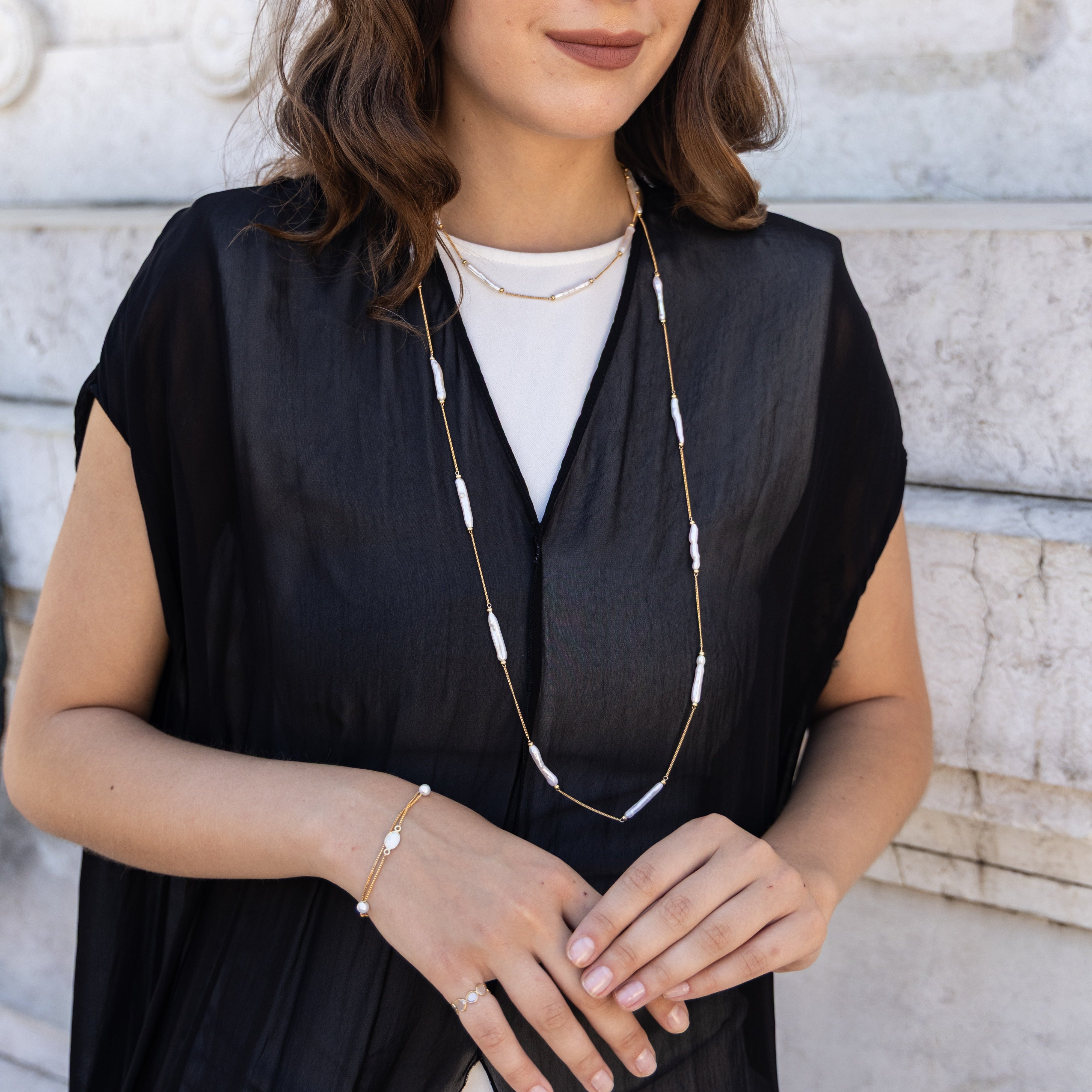 Pearly Biwa Section Necklace