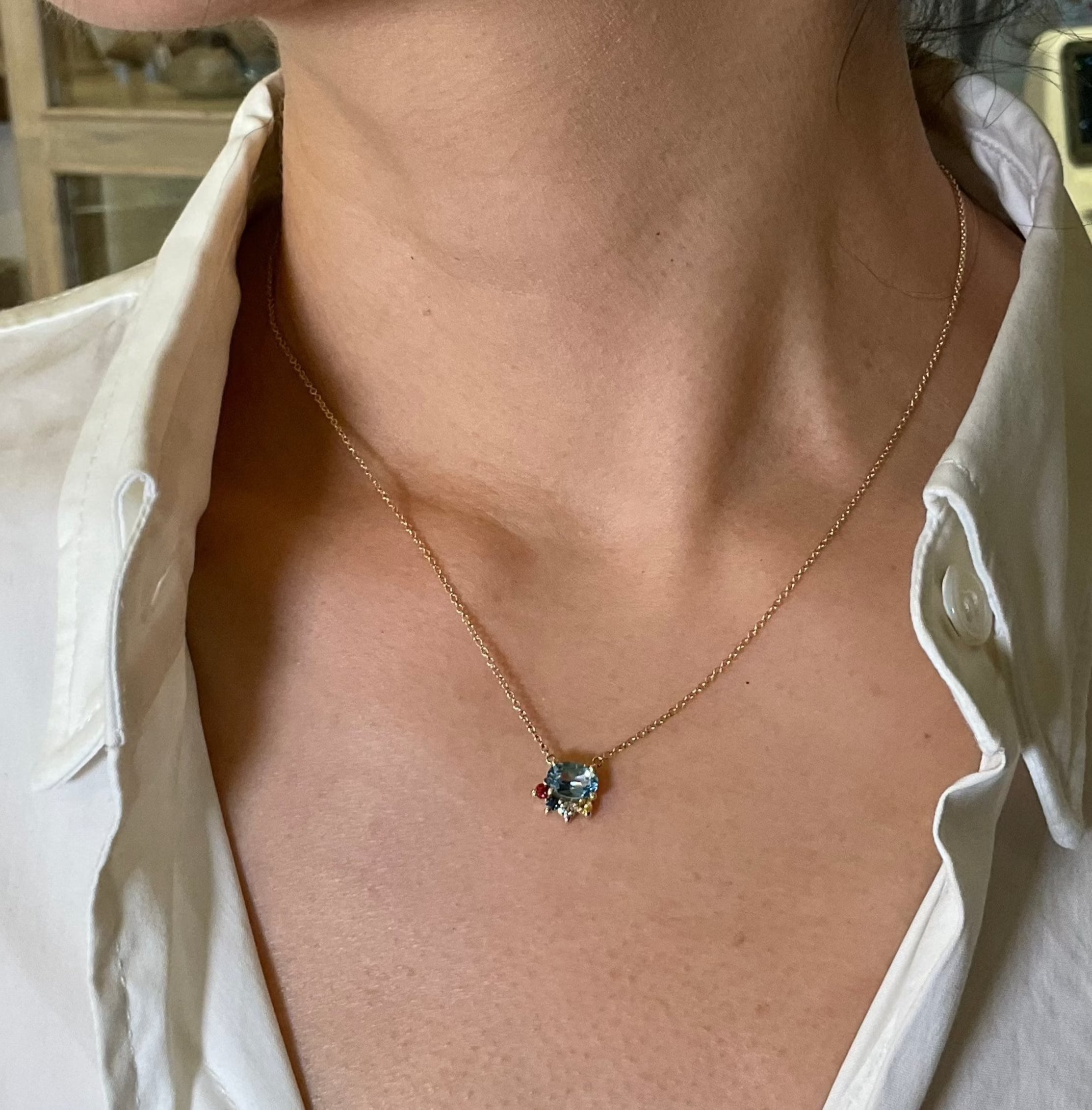Organic Flare Diamond Necklace 14k