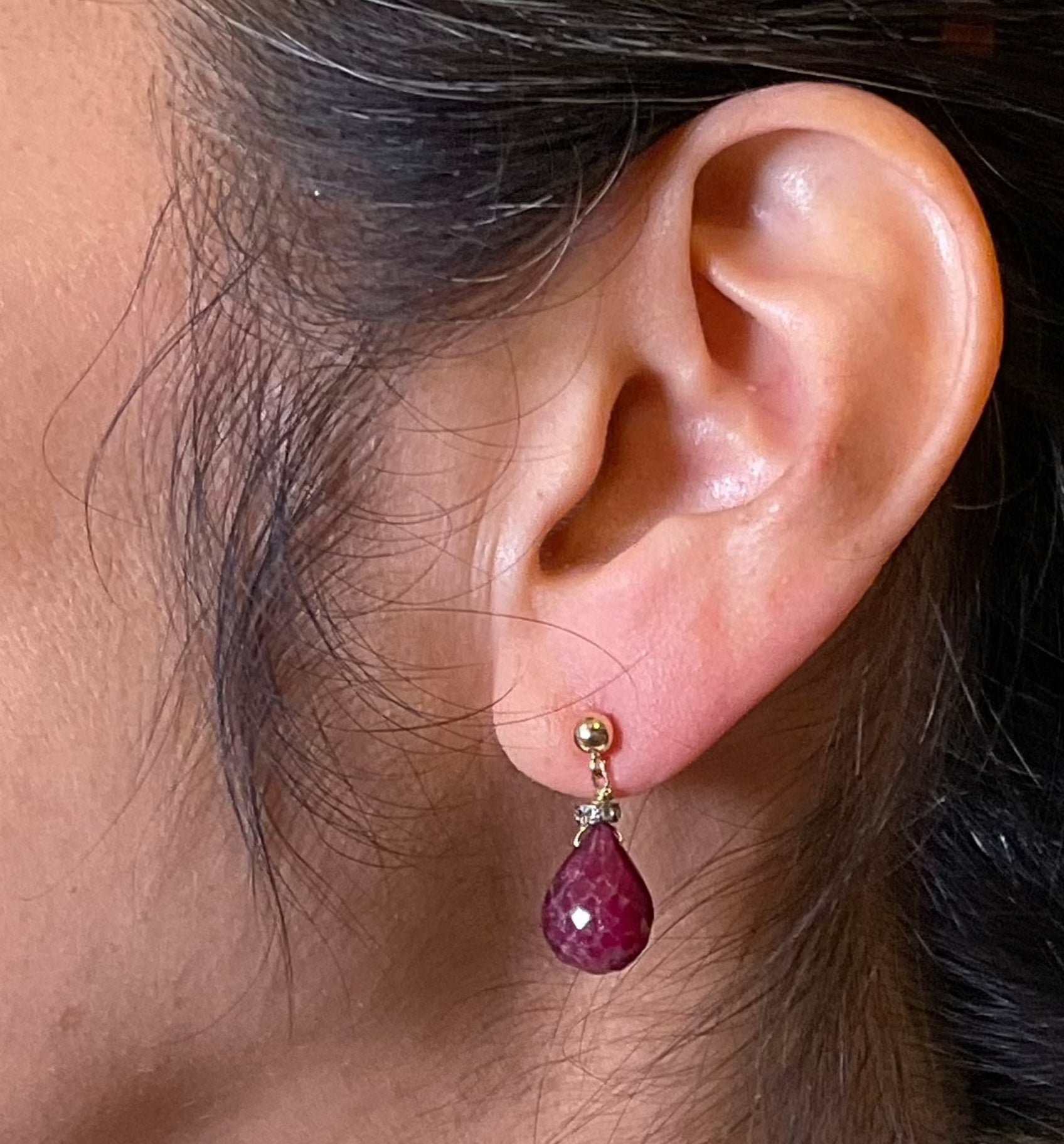 Raw ruby earrings deals