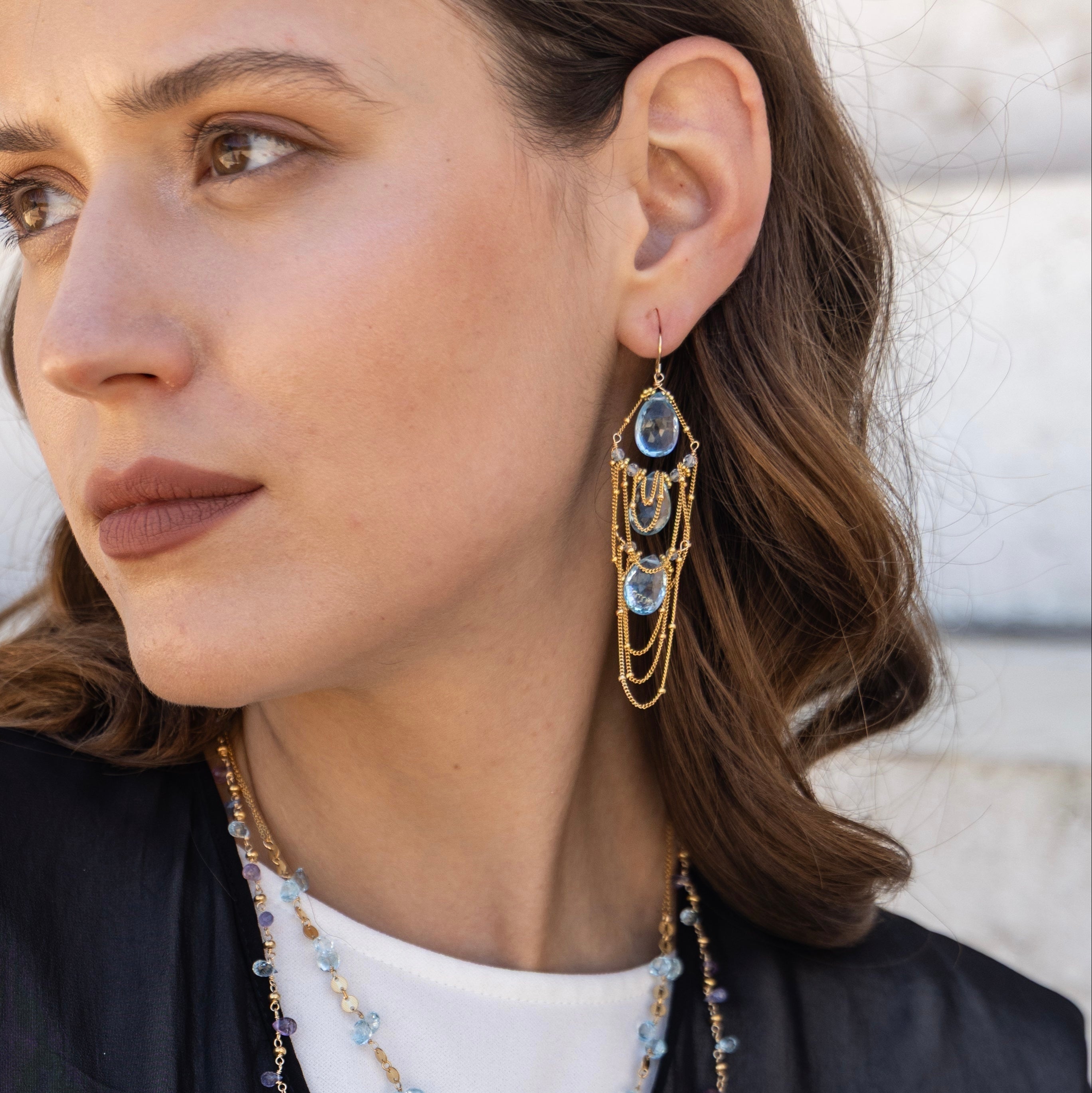 Cascade Earrings - Blue Topaz