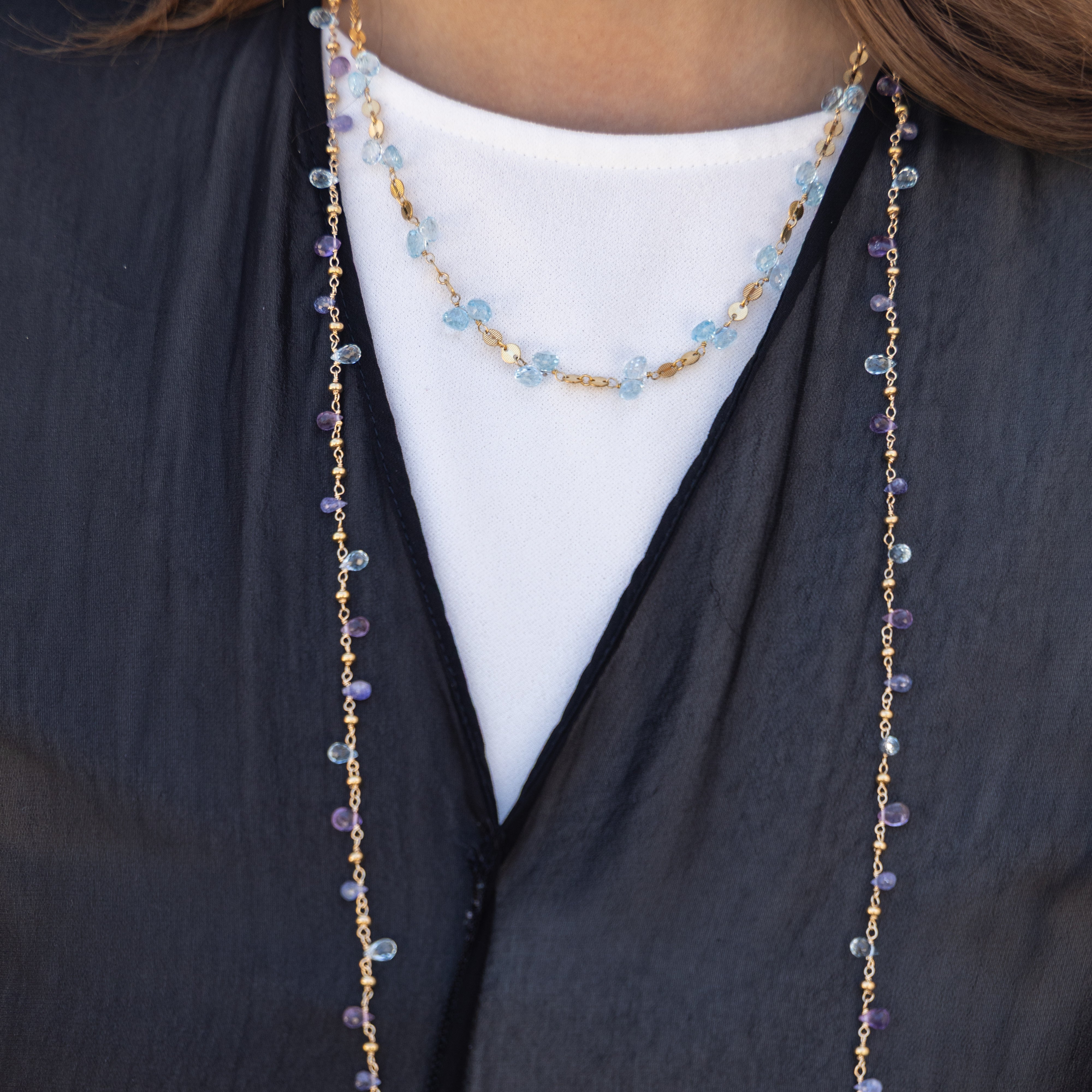 Blue Topaz Coin Necklace