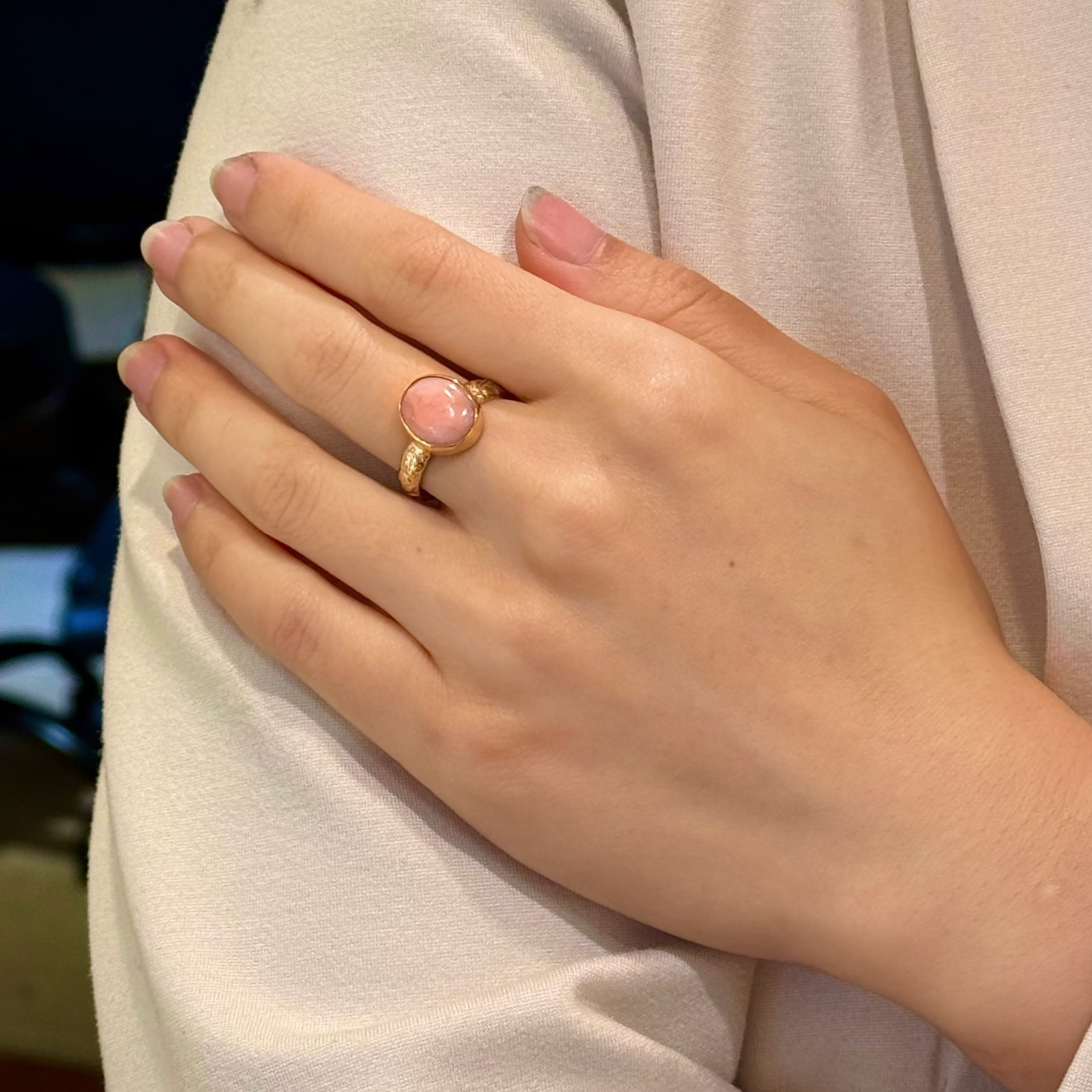 Pink Crush Natural Opal Ring 14k