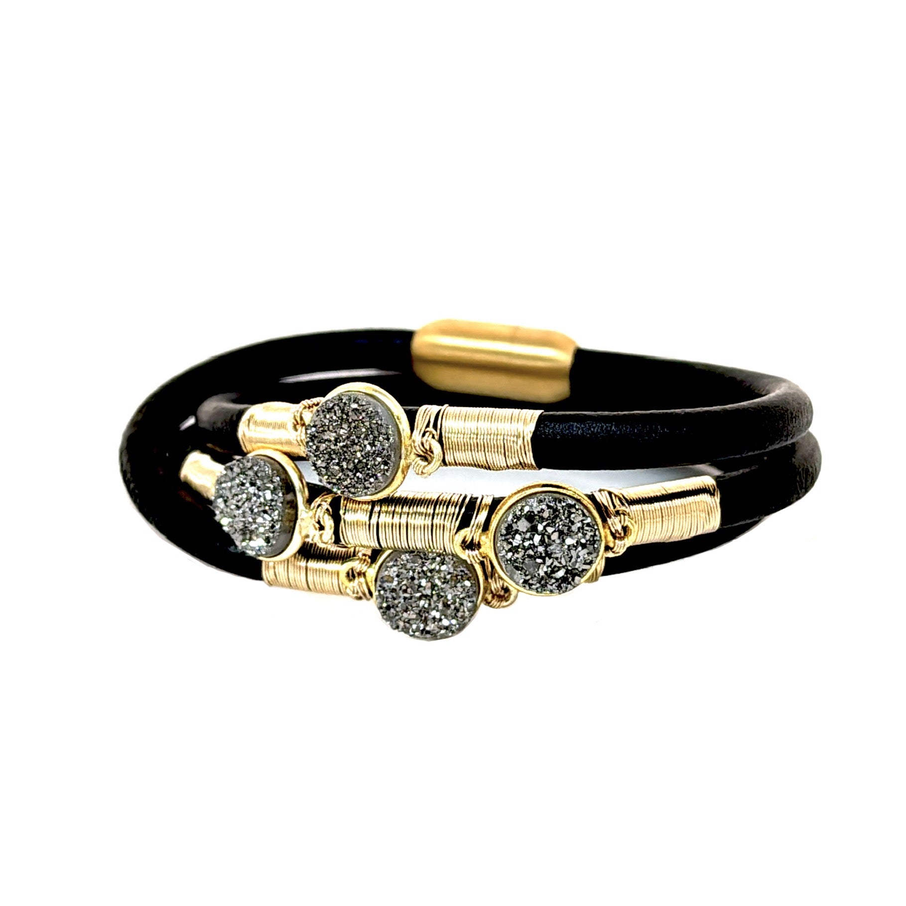 Druzy Crazy Triple Leather Bracelet