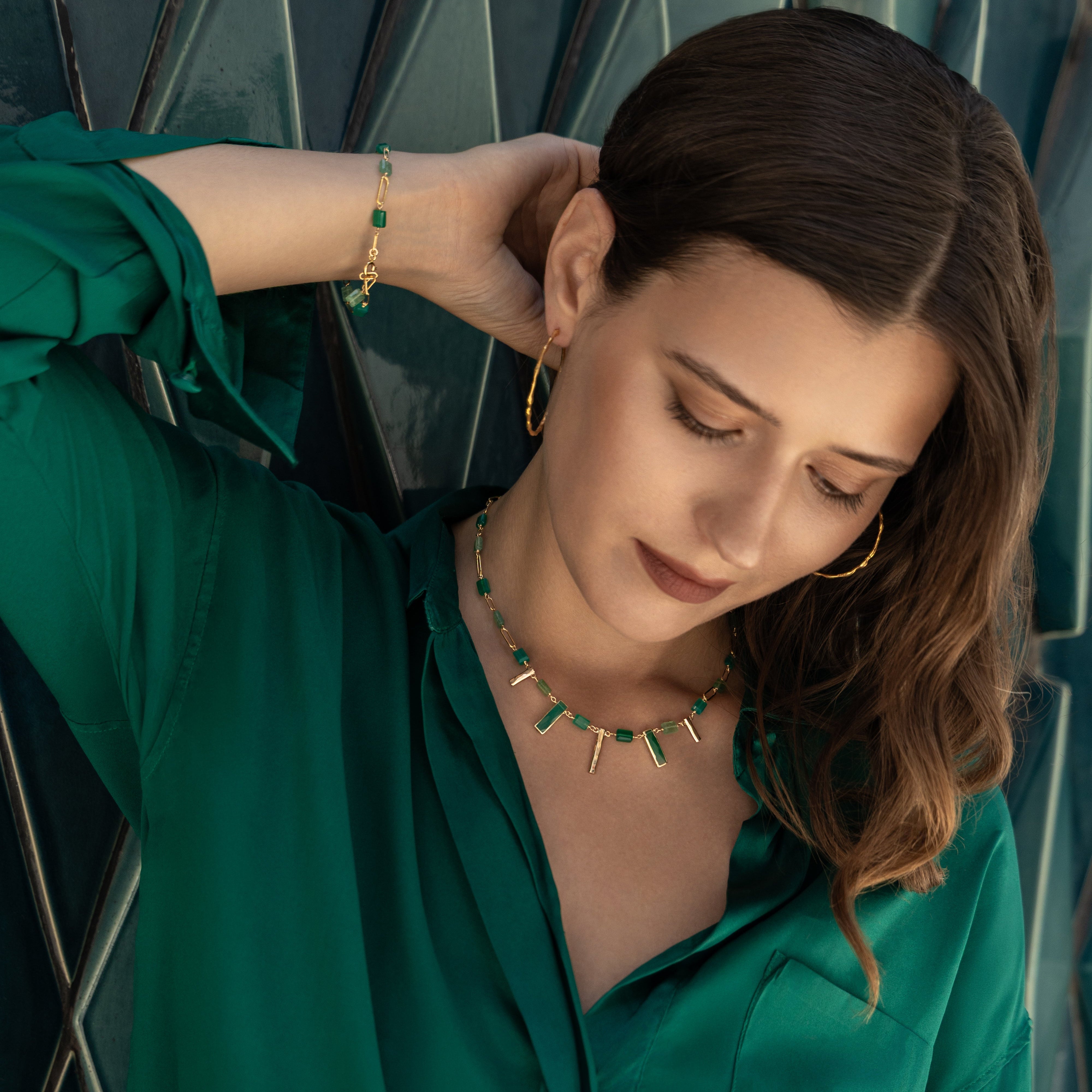 Amy Greenery Geometric Necklace