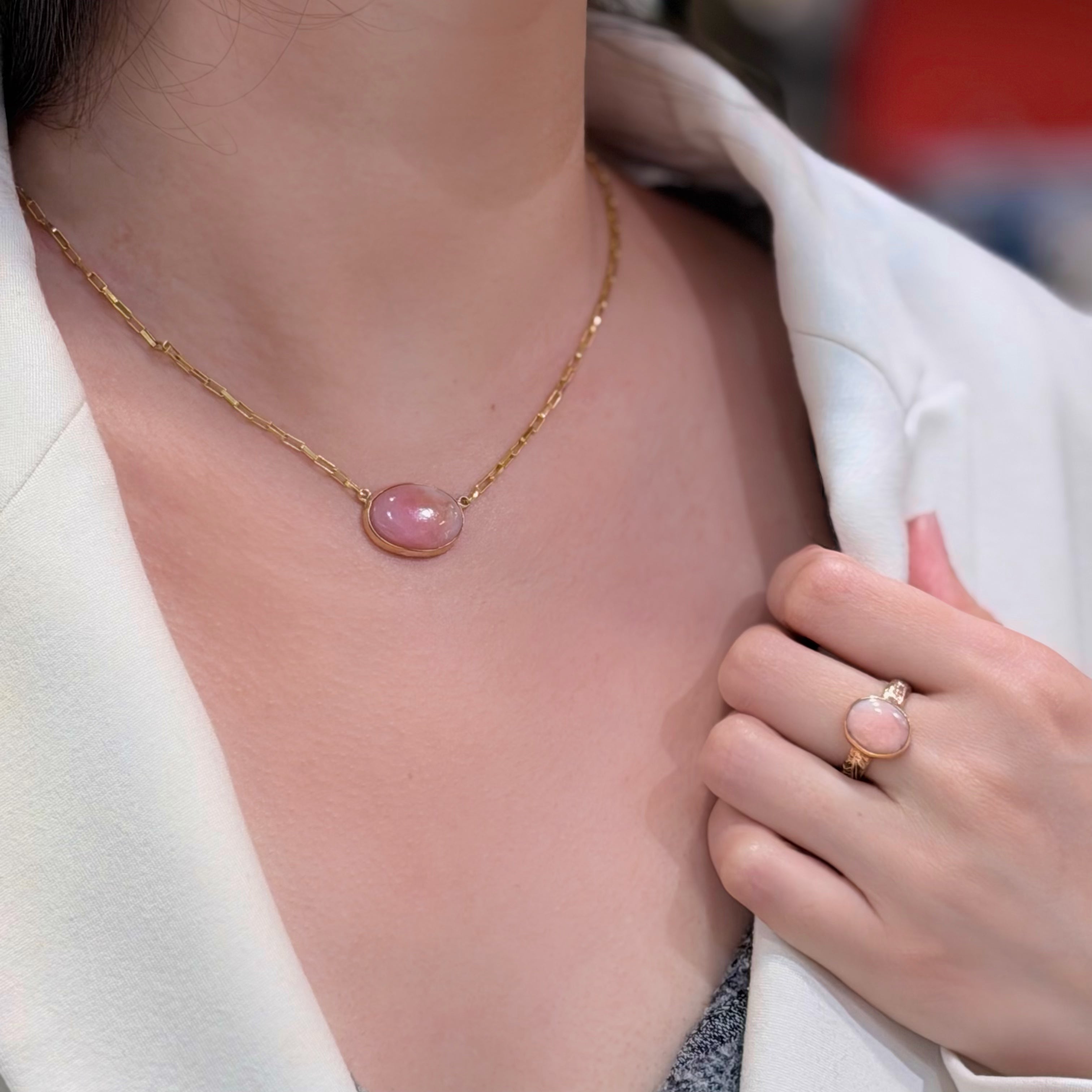 Pink Crush Natural Opal Pendant Necklace