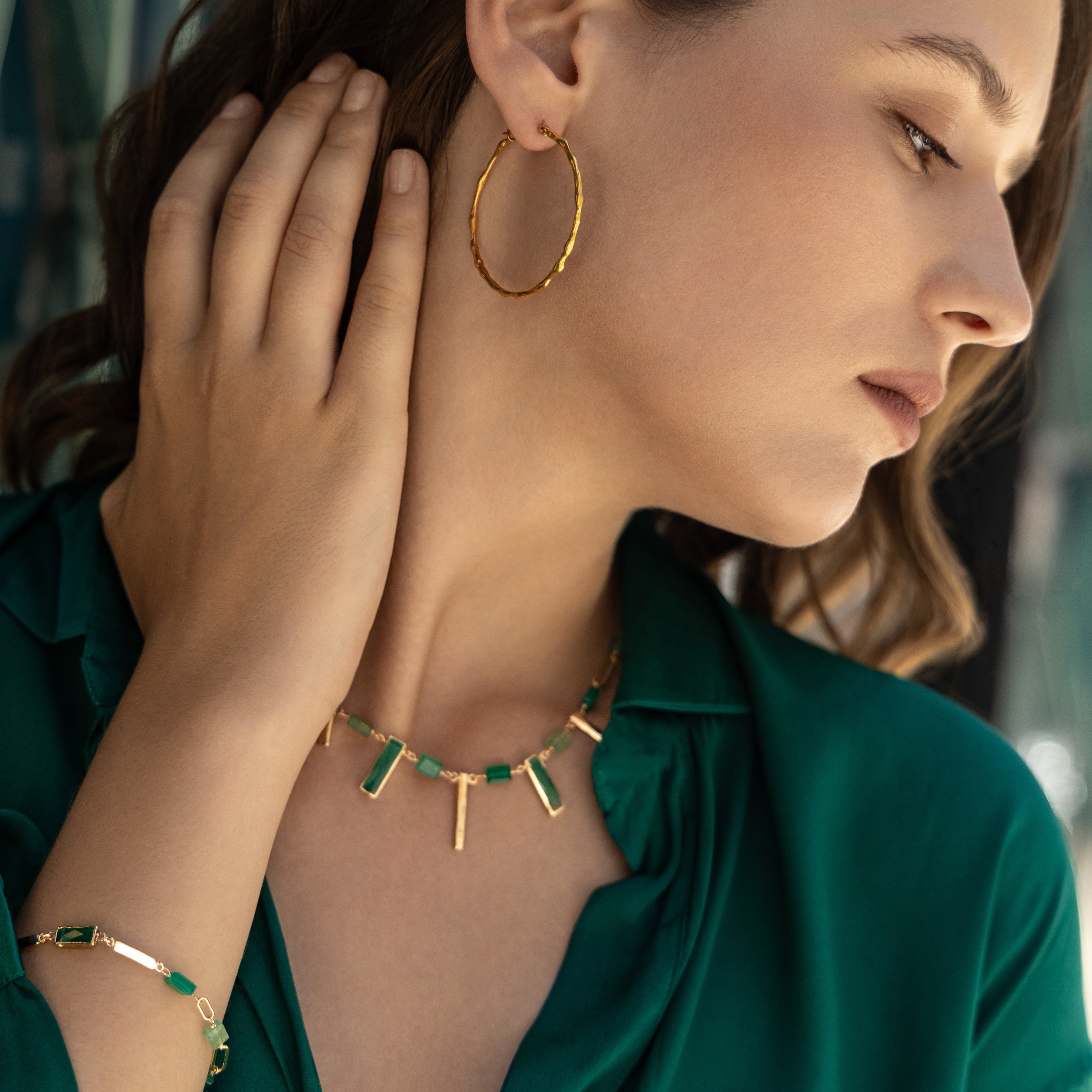 Bamboo Circle Gold-plated Hoops