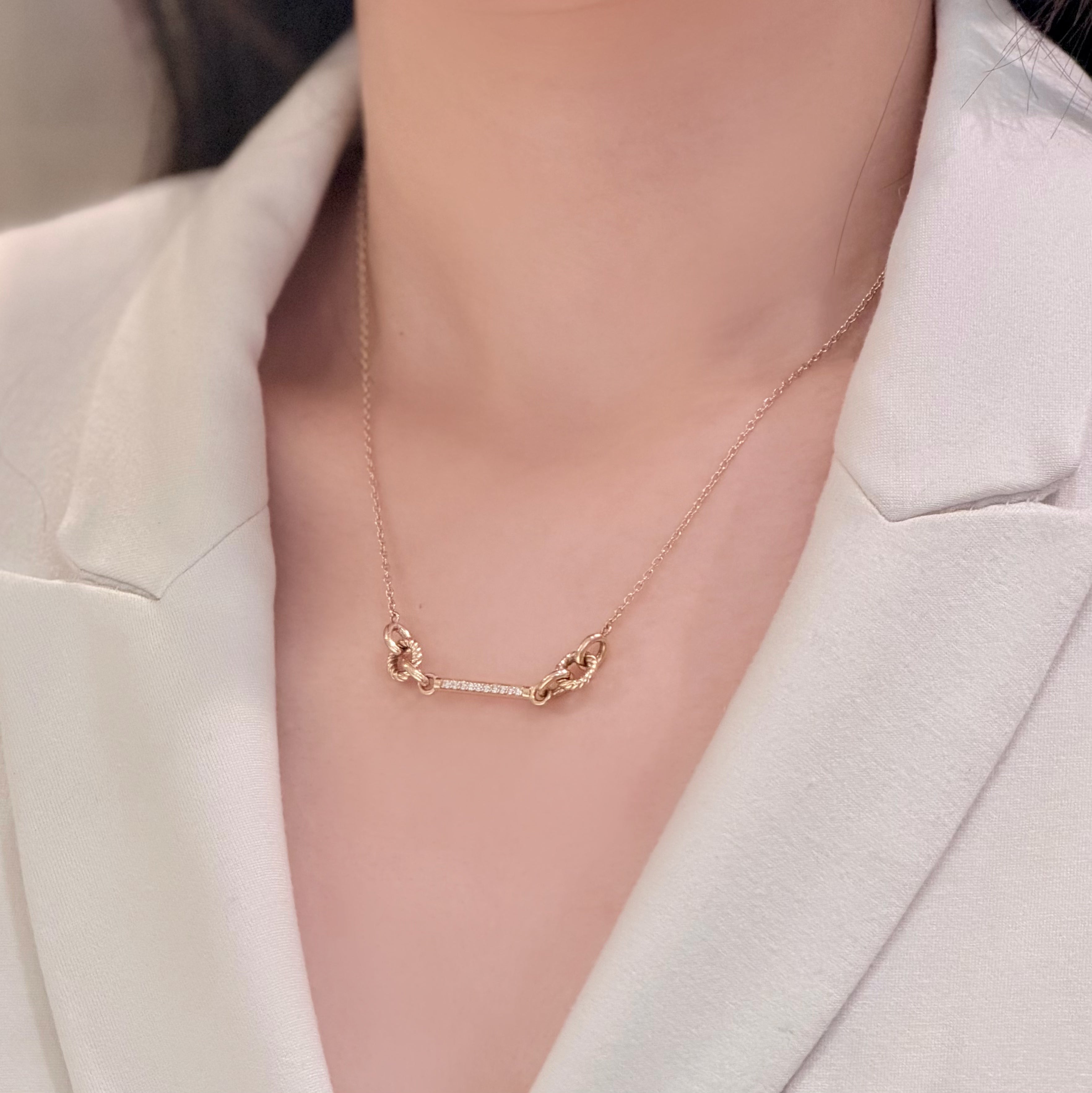 Oyster Turquoise Compass Diamond Chain Necklace 14K