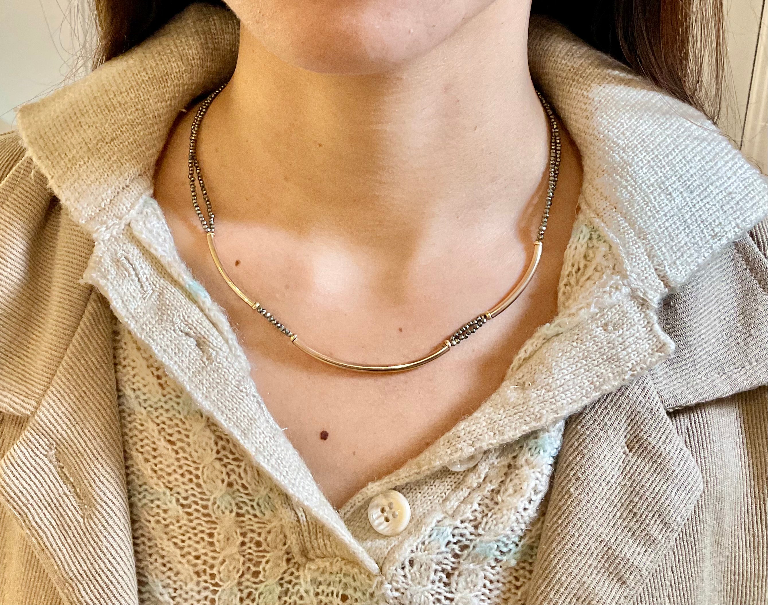 Tubular Pyrite Necklace