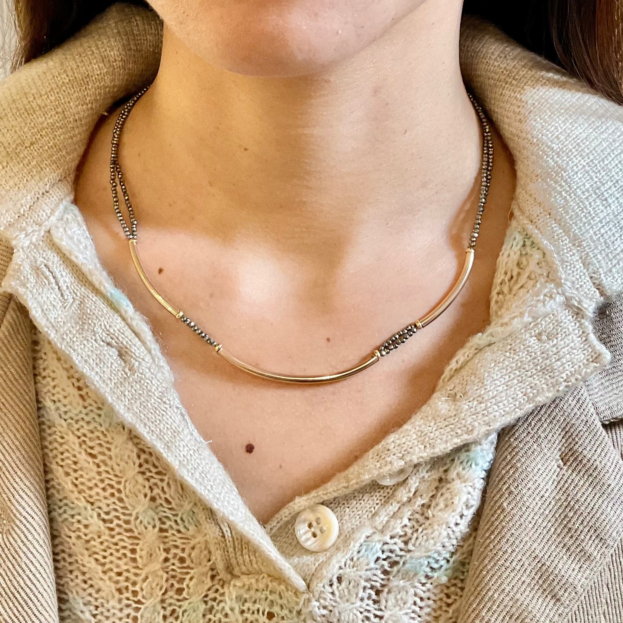 Tubular Pyrite Necklace