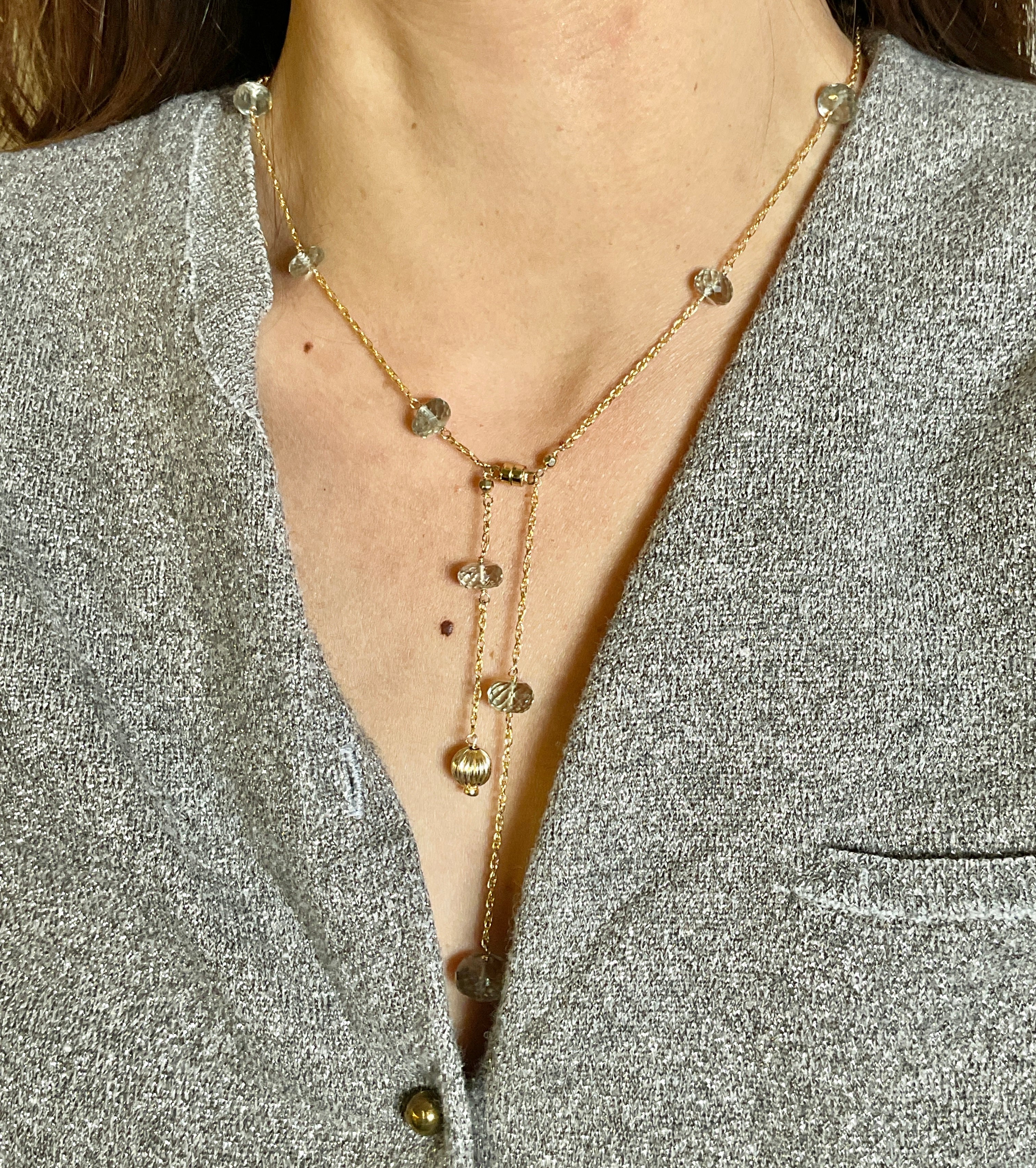 Kelly Gem Lariat Drop Necklace