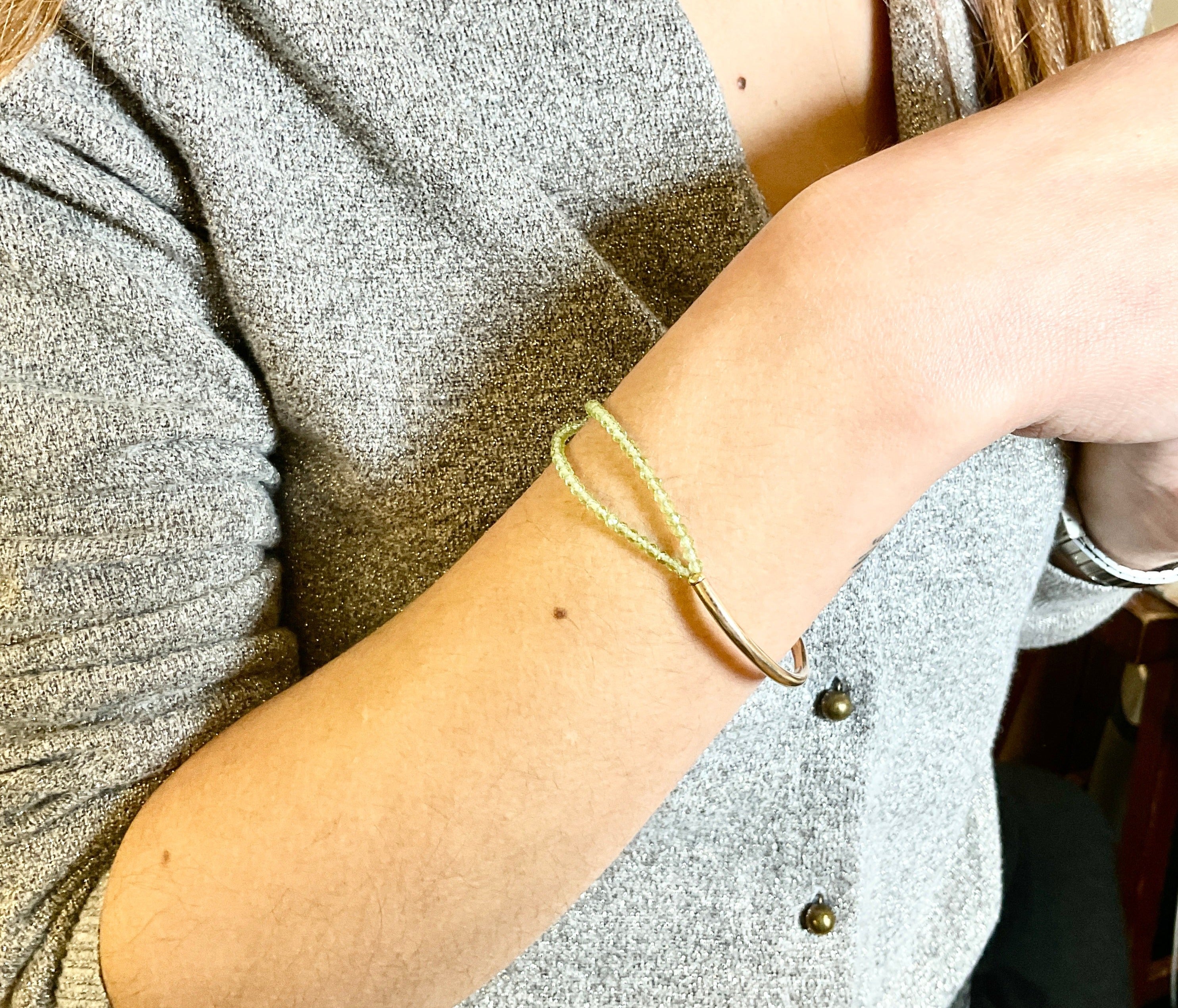 Tubular peridot bracelet