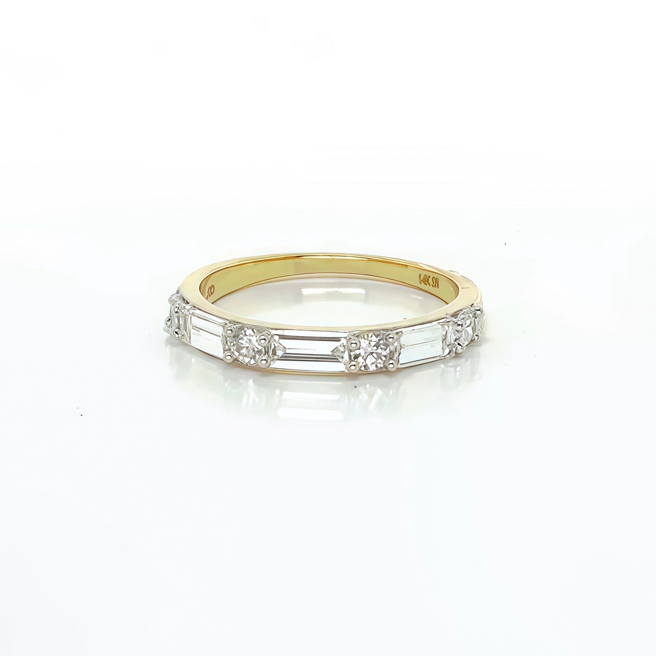 Lab-grown Baguette Alternate Round Diamond Ring In 14k