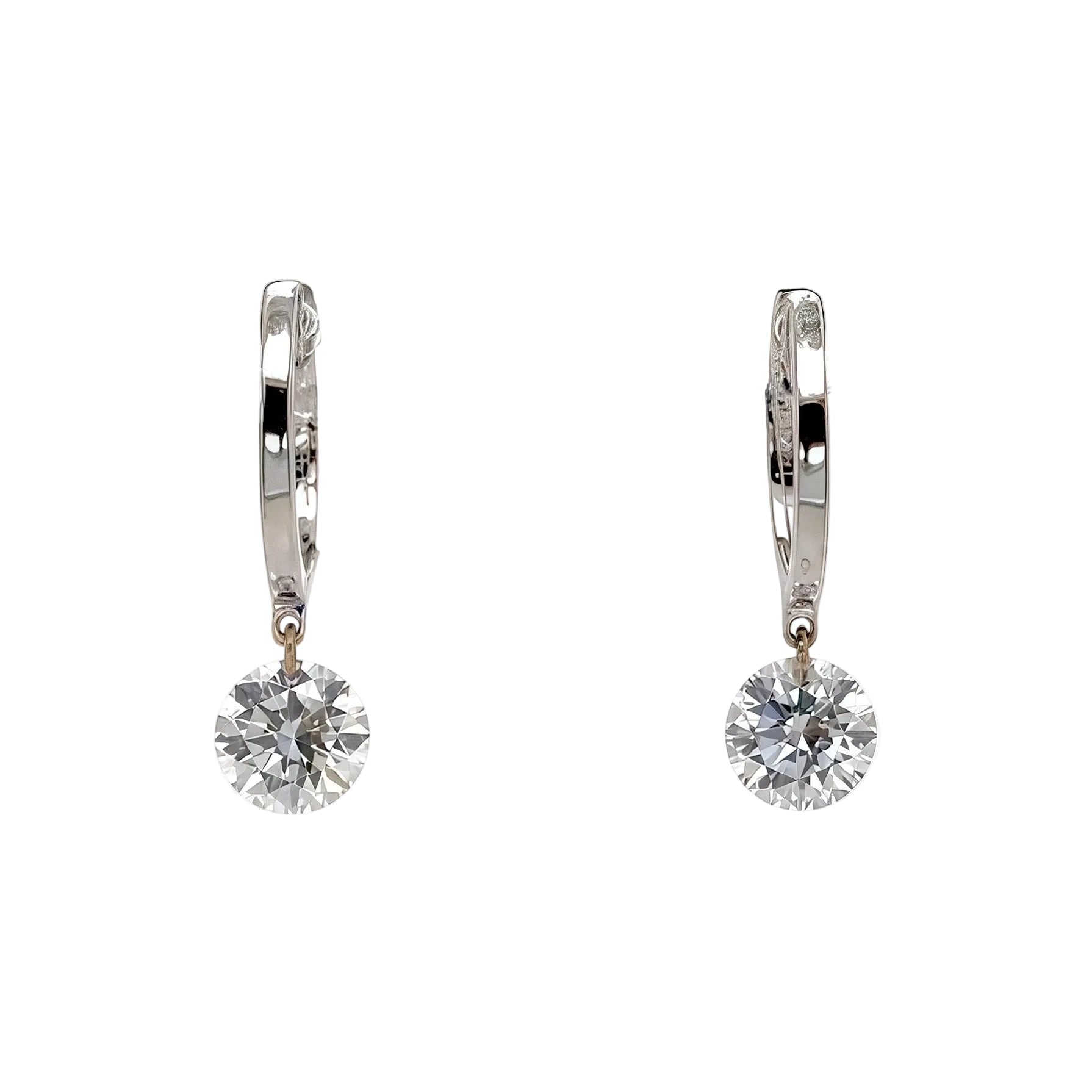 Lab Grown Diamond Floating Hoops-14k White Gold