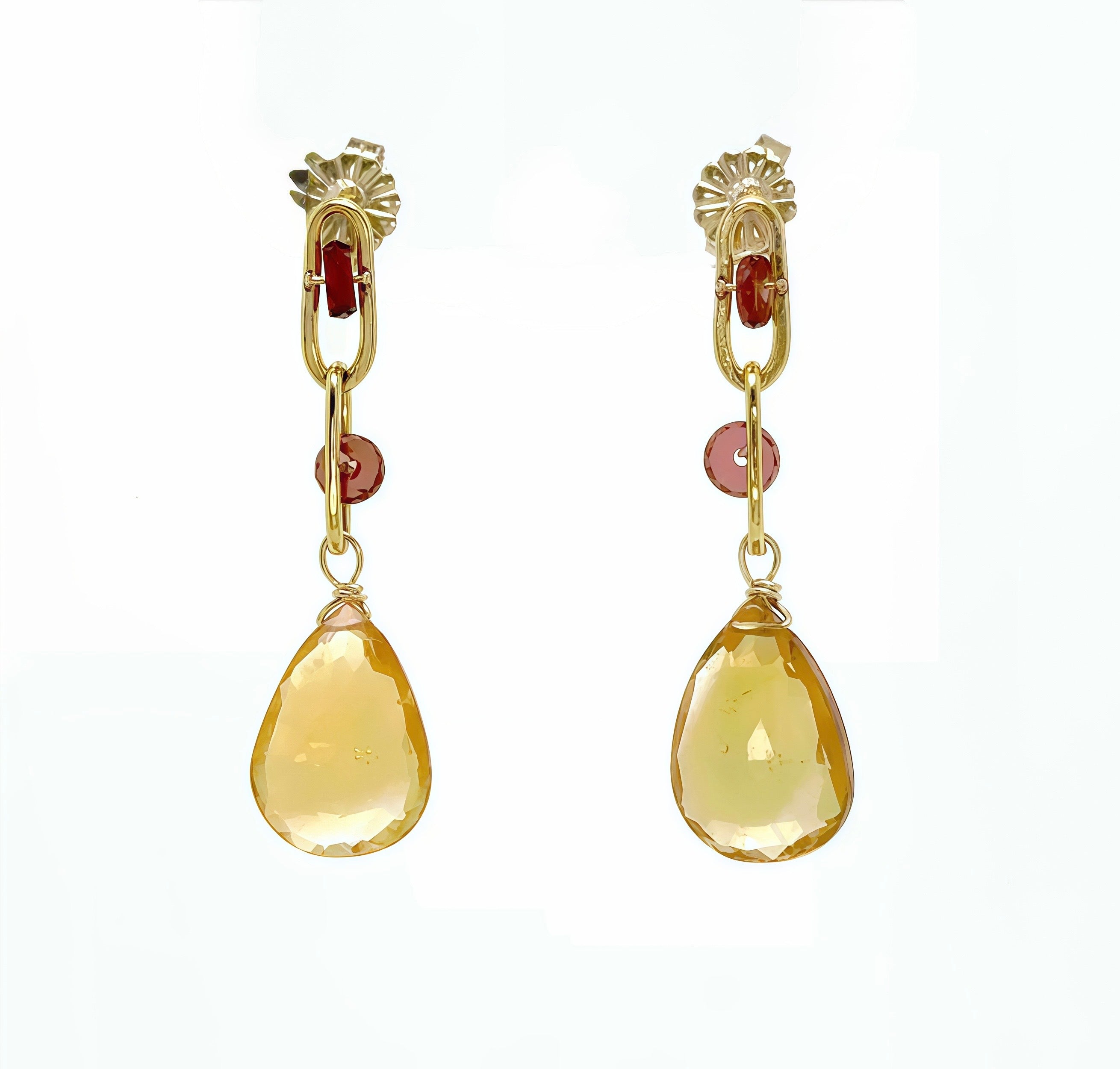 Mini Paperclip Teardrop Blue Topaz Earrings